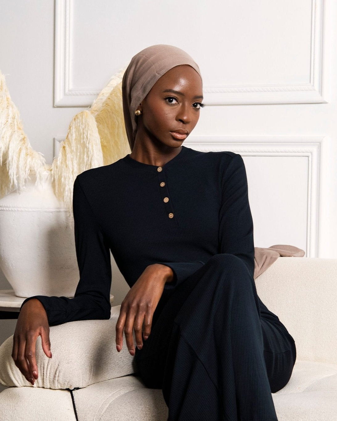 The Henley Maxi: Ribbed Long Sleeve Modest Dress, view 2