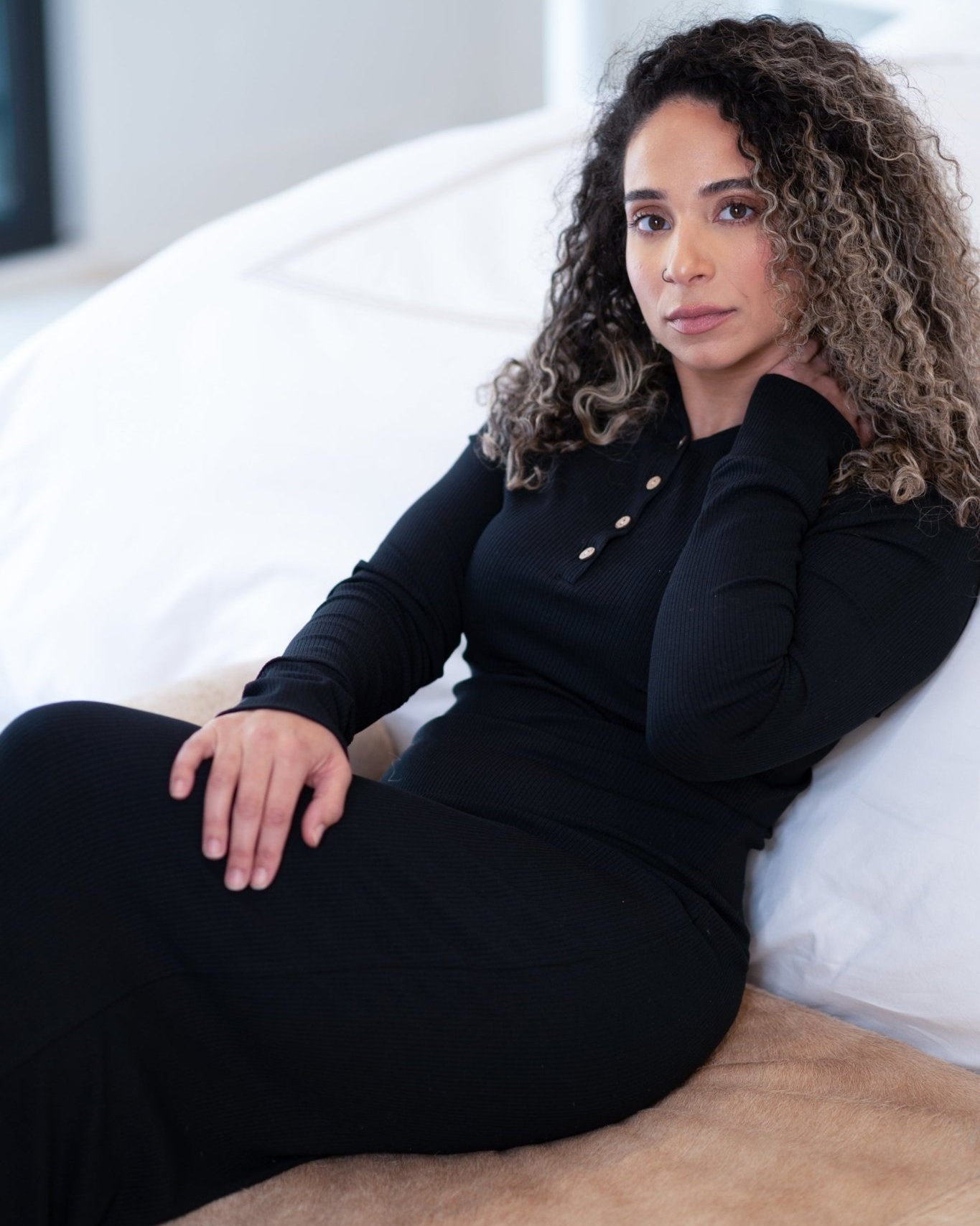 The Henley Maxi: Ribbed Long Sleeve Modest Dress, view 6