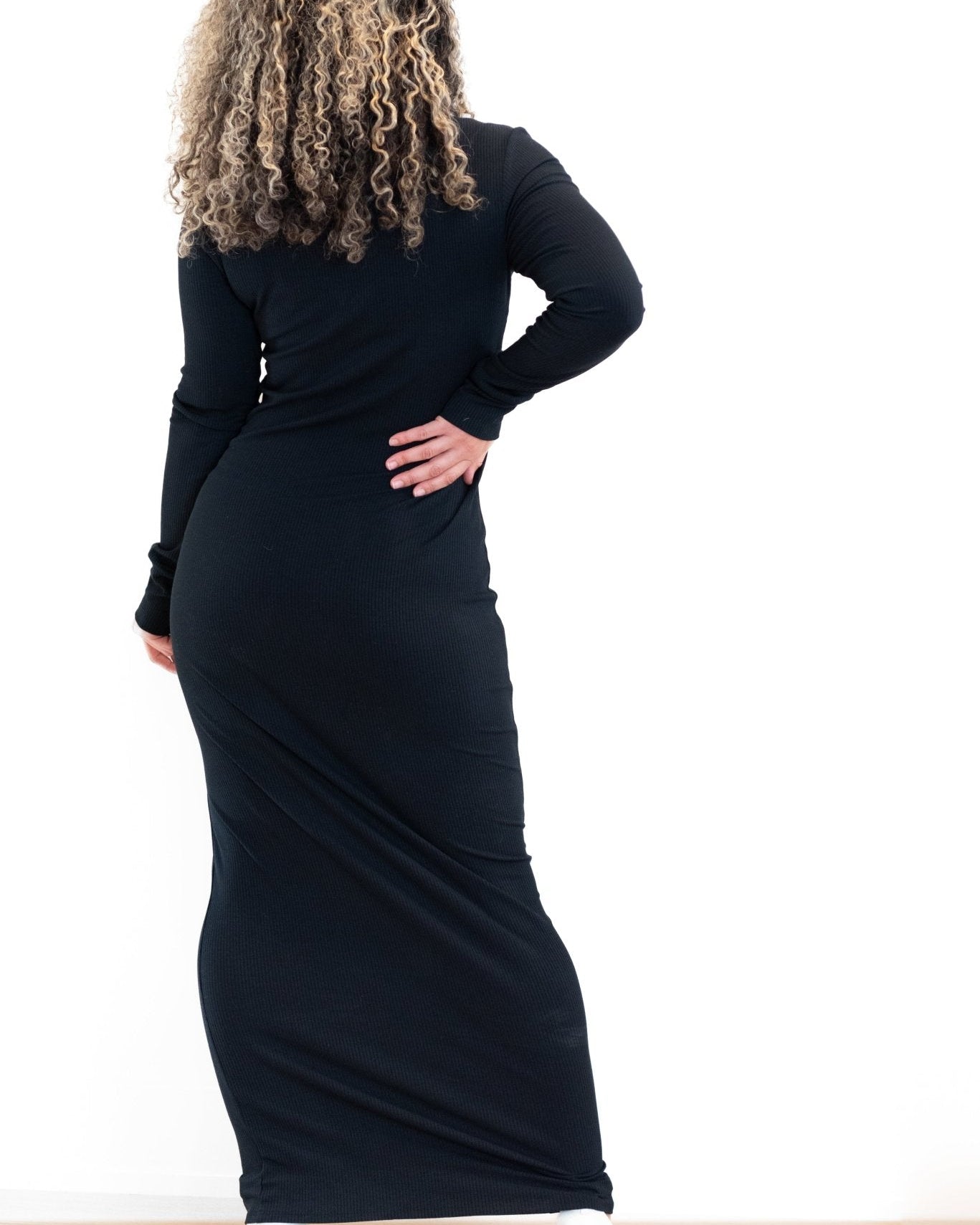 The Henley Maxi: Ribbed Long Sleeve Modest Dress, view 8