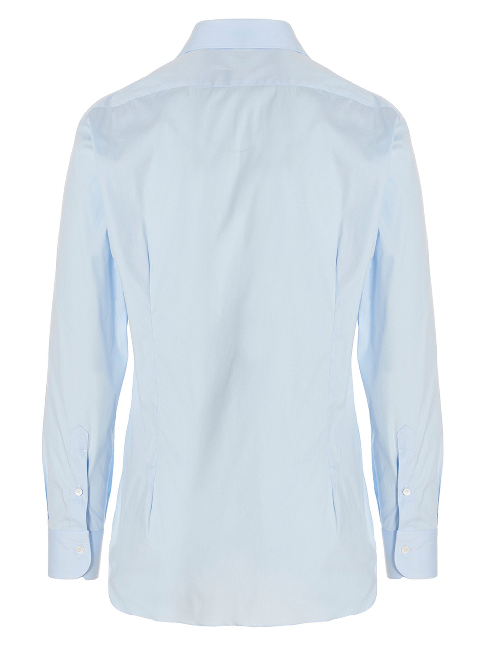 Barba Cotton Poplin Shirt — Light Blue, view 2