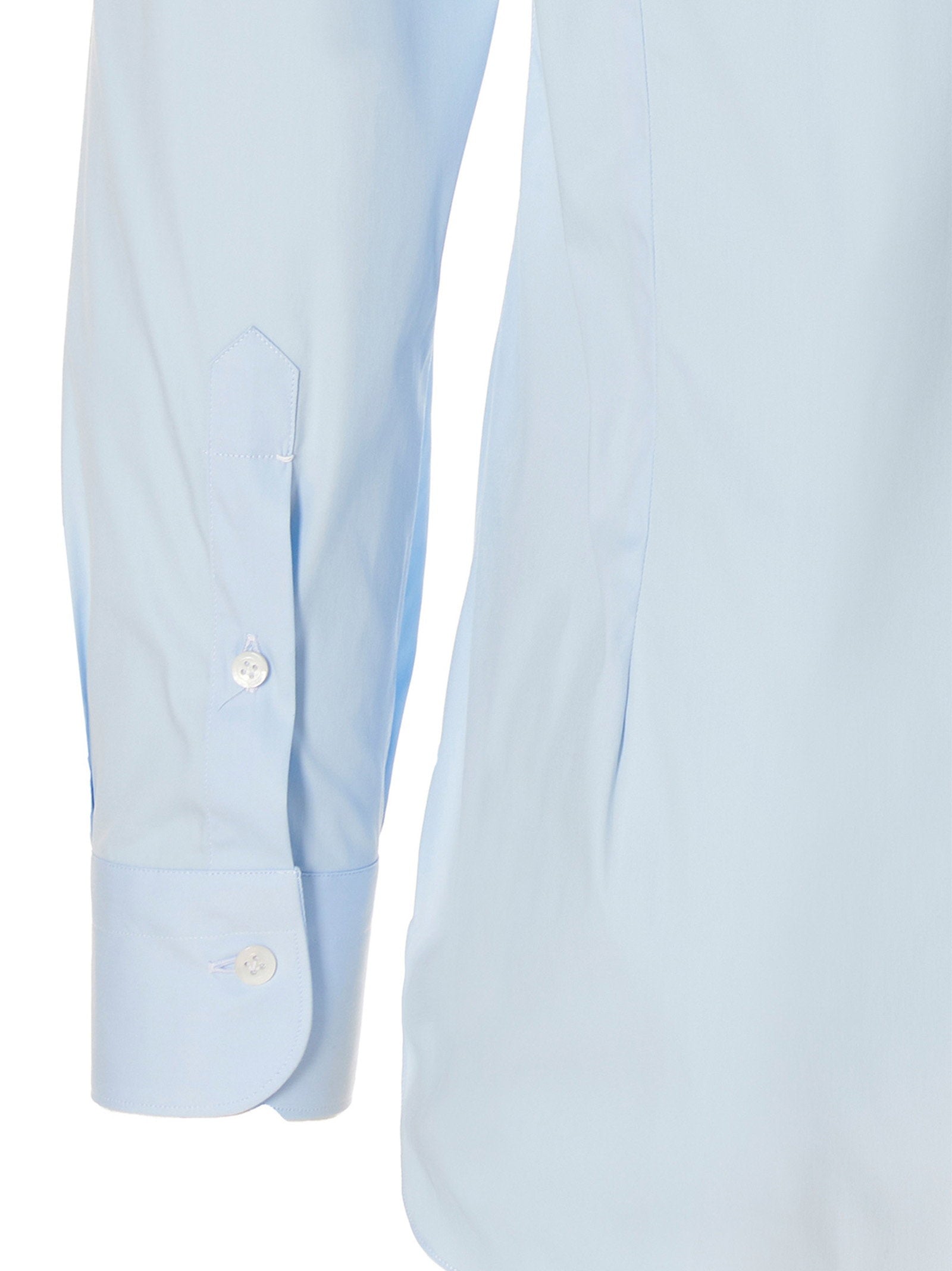 Barba Cotton Poplin Shirt — Light Blue, view 4