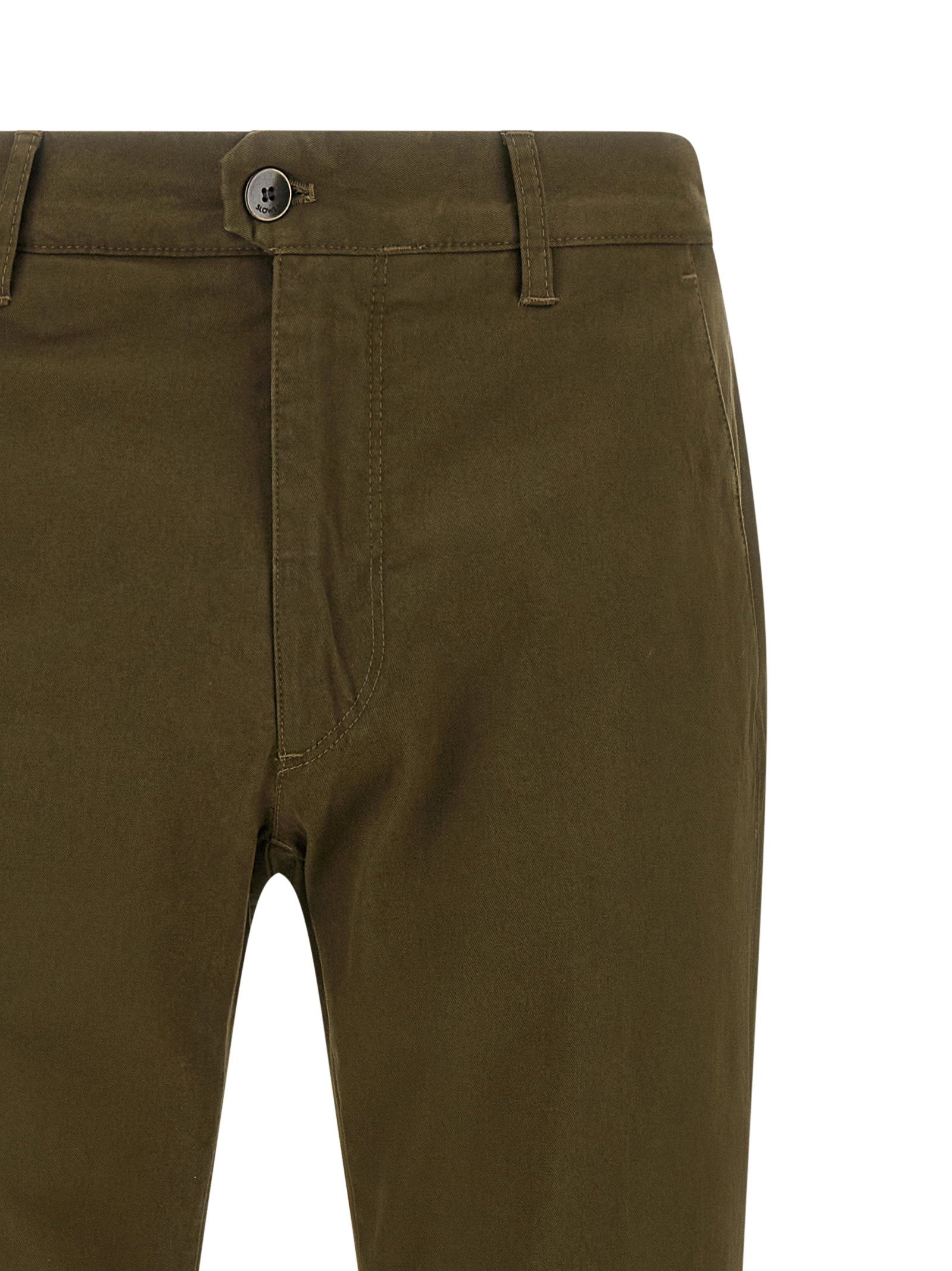 Incotex Cotton Canvas Trousers — Green, view 3