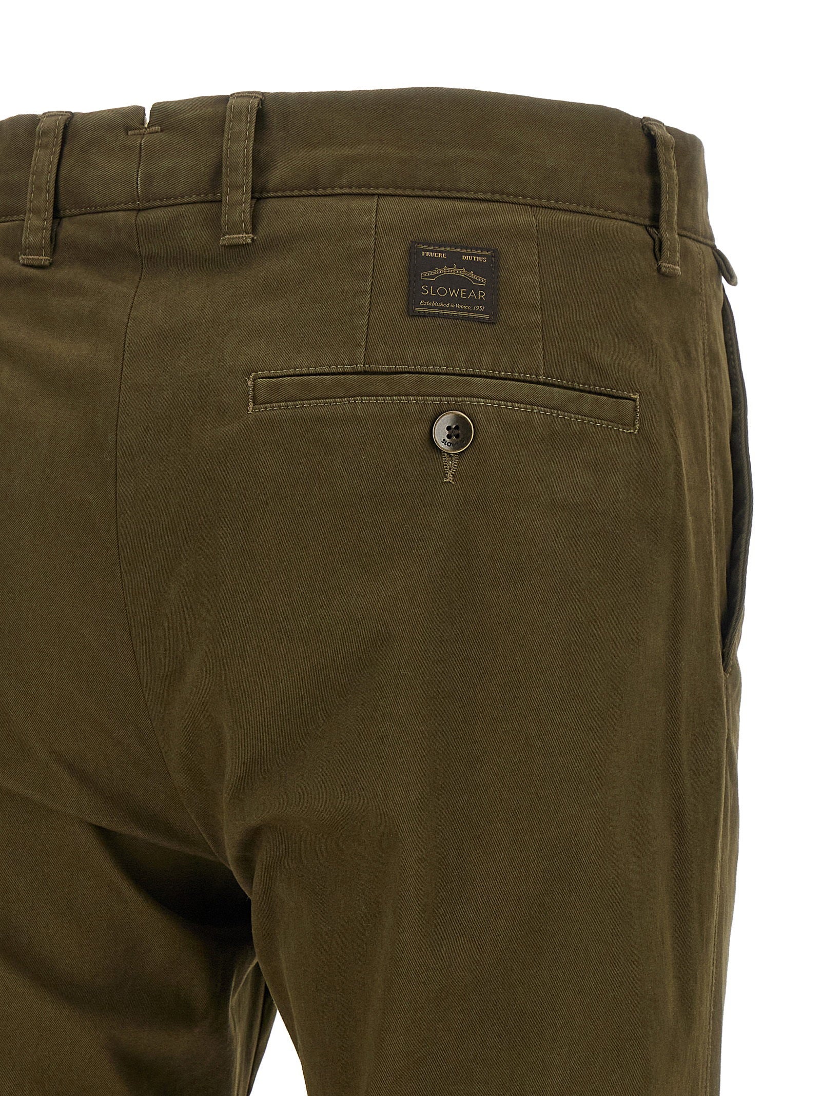 Incotex Cotton Canvas Trousers — Green, view 4