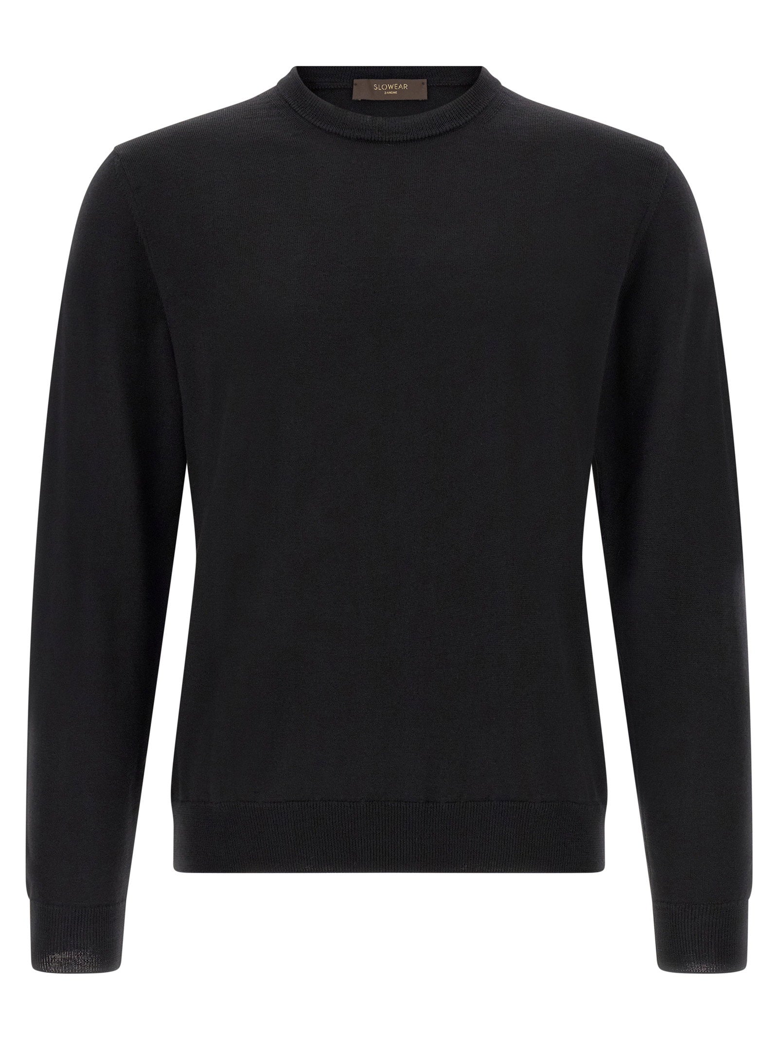 Zanone Virgin Wool Crewneck Sweater — Black by Zanone