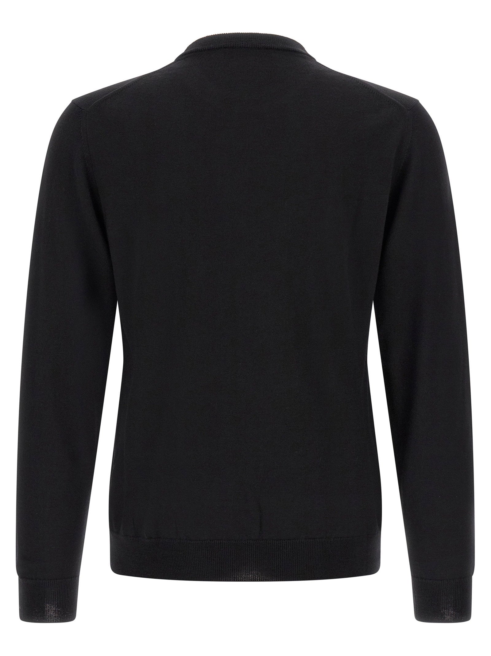 Zanone Virgin Wool Crewneck Sweater — Black, view 2