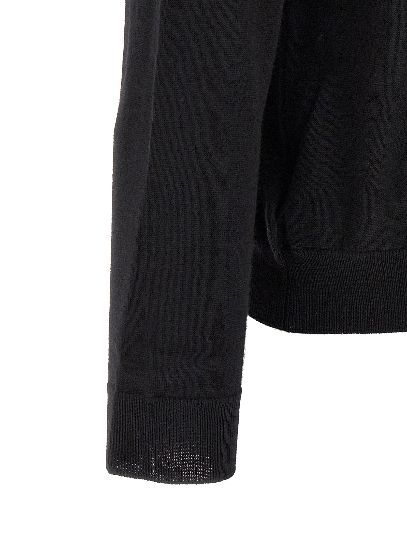 Zanone Virgin Wool Crewneck Sweater — Black, view 4