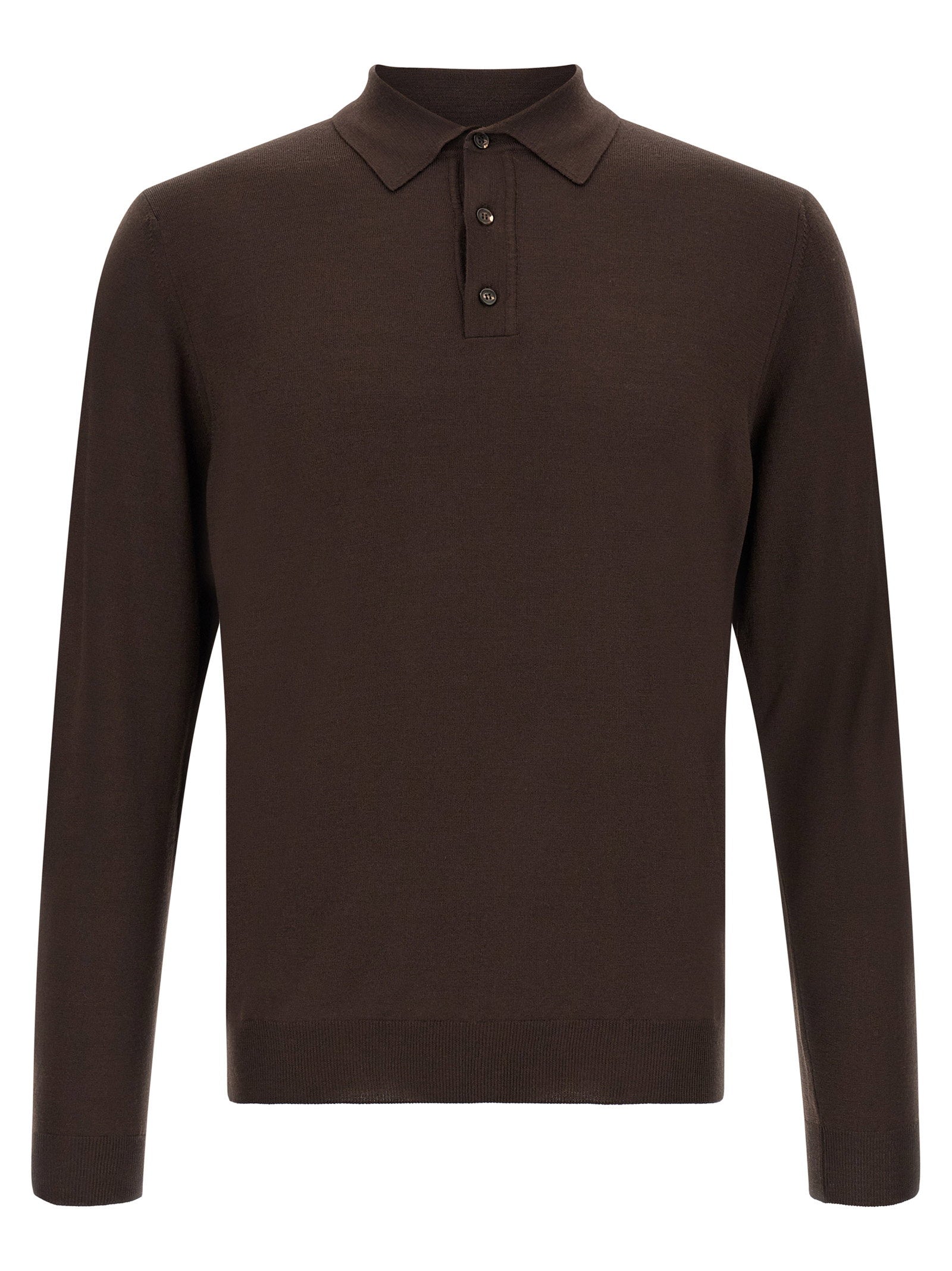 Zanone Virgin Wool Blend Polo Shirt — Brown by Zanone