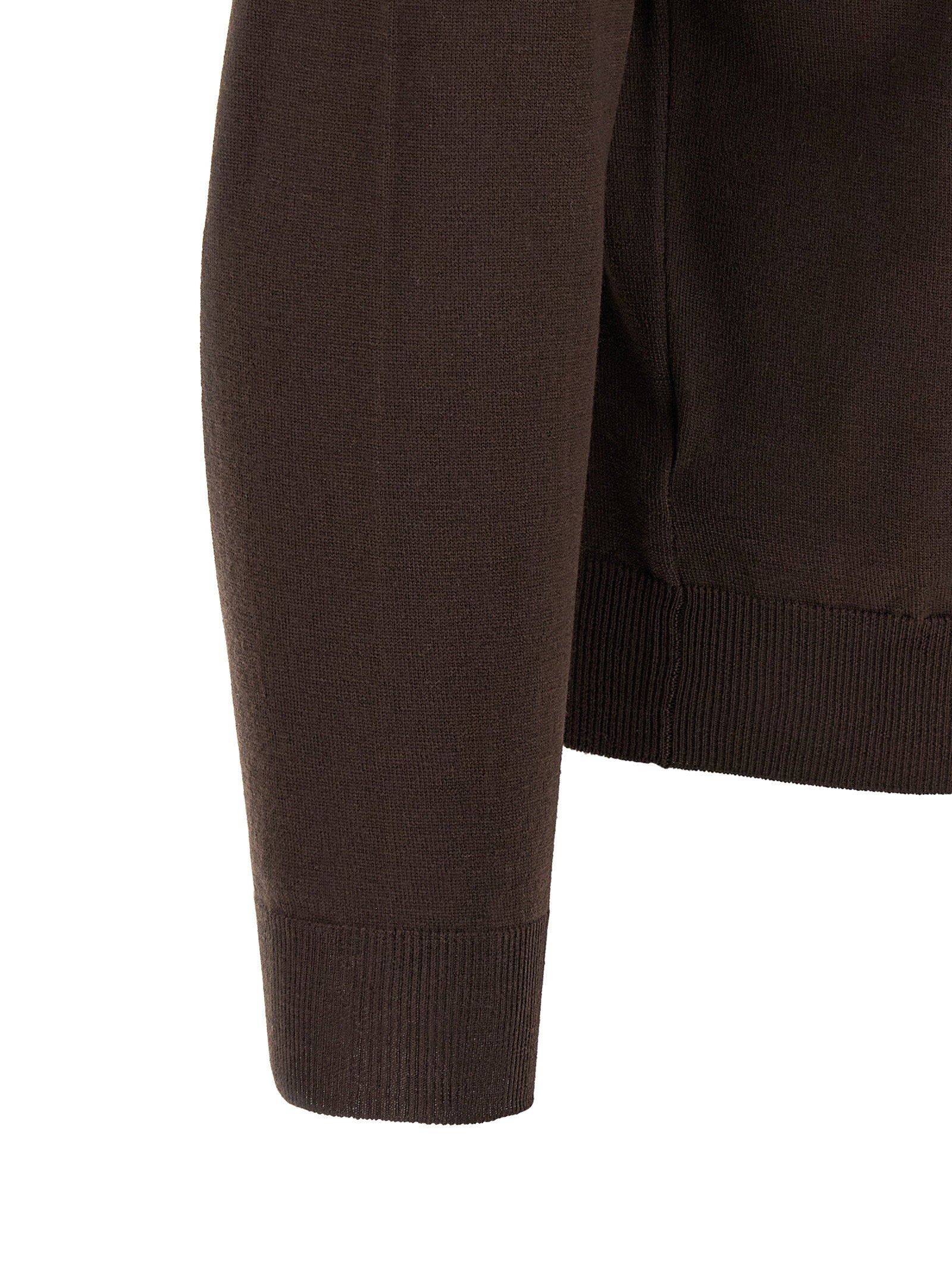 Zanone Virgin Wool Blend Polo Shirt — Brown, view 4