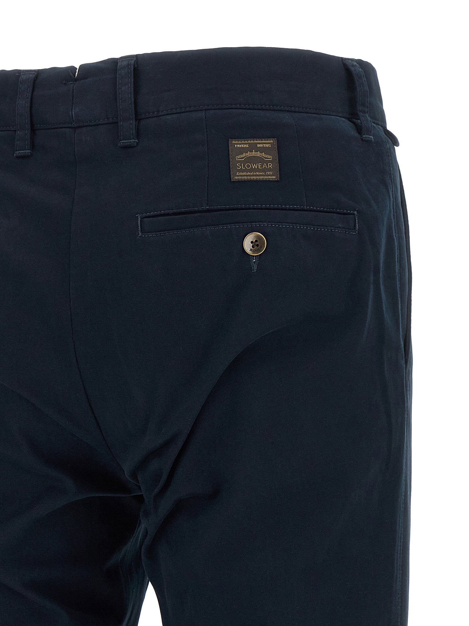 Incotex Stretch Cotton Canvas Trousers — Navy, view 4