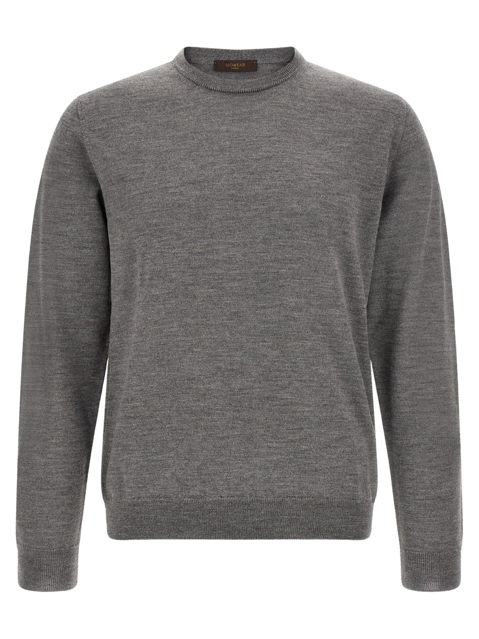 Zanone Virgin Wool Crew Neck Sweater — Gray by Zanone