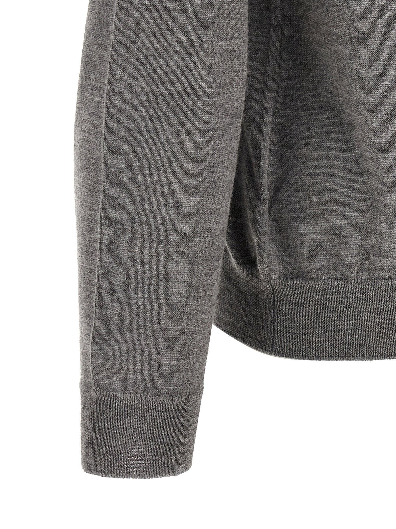 Zanone Virgin Wool Crew Neck Sweater — Gray, view 4