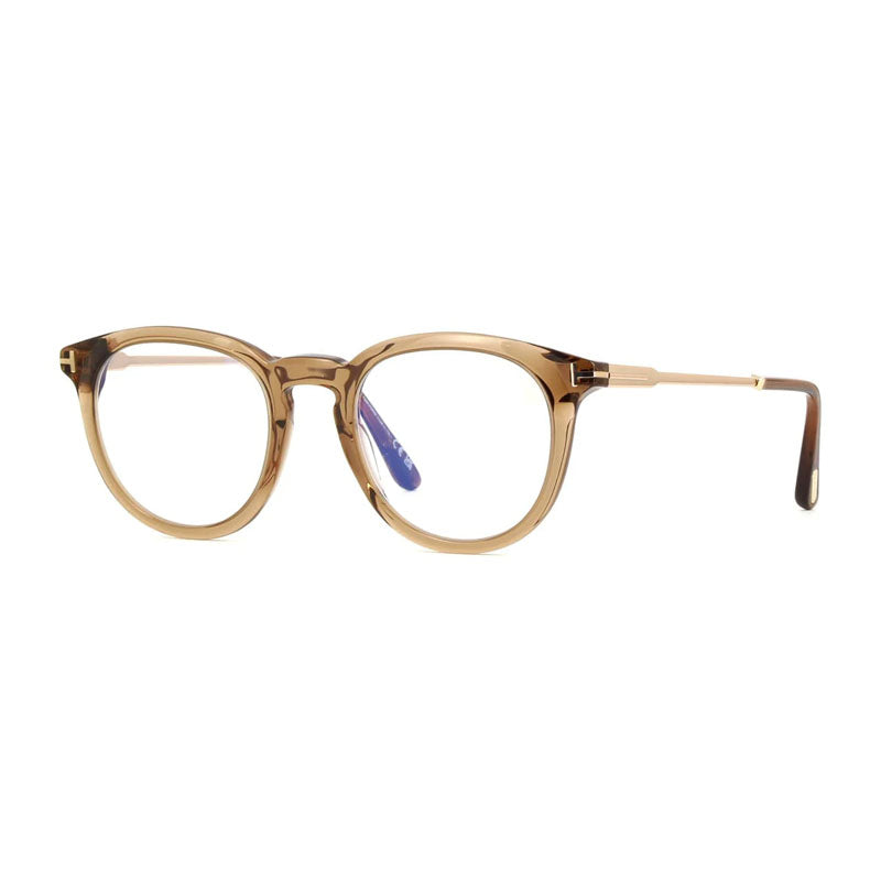 Tom Ford FT5905-B020 Round Clear Blue Light Block Eyeglasses — Brown by Tom Ford