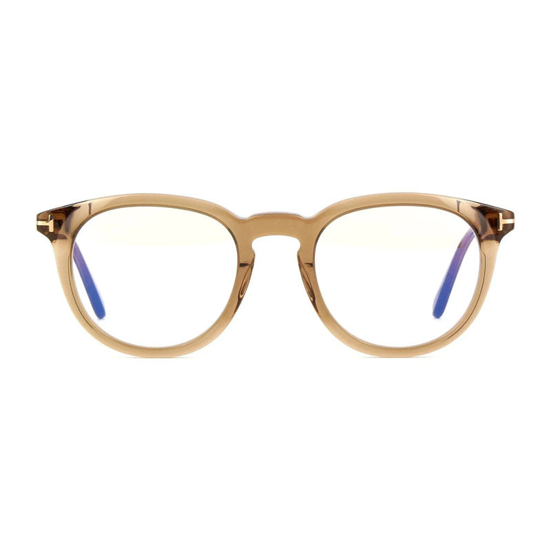 Tom Ford FT5905-B020 Round Clear Blue Light Block Eyeglasses — Brown, view 2