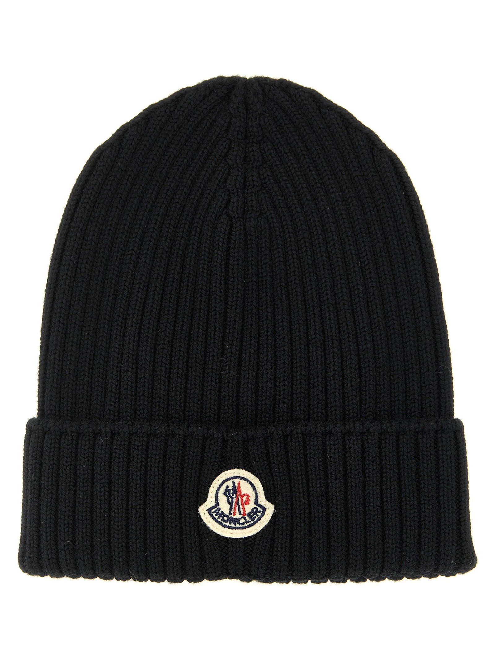 Moncler Enfant Merino Wool Ribbed Beanie — black by Moncler Enfant