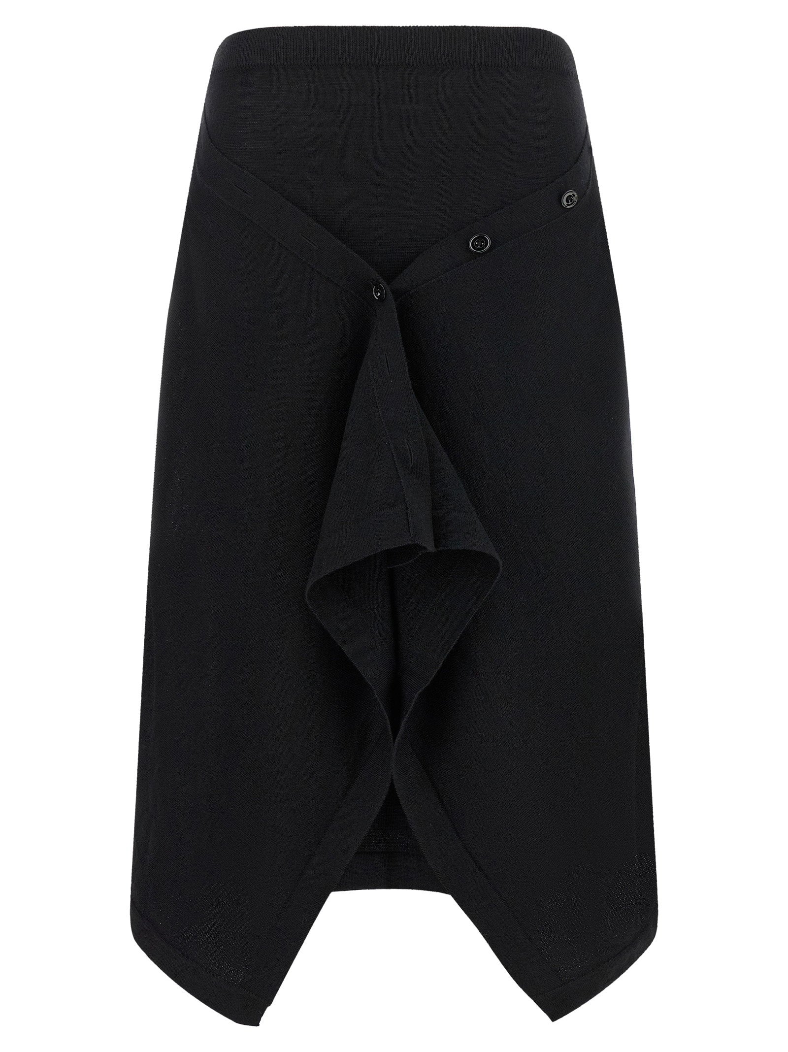 Lemaire Asymmetrical Draped Wool Skirt — Black by Lemaire