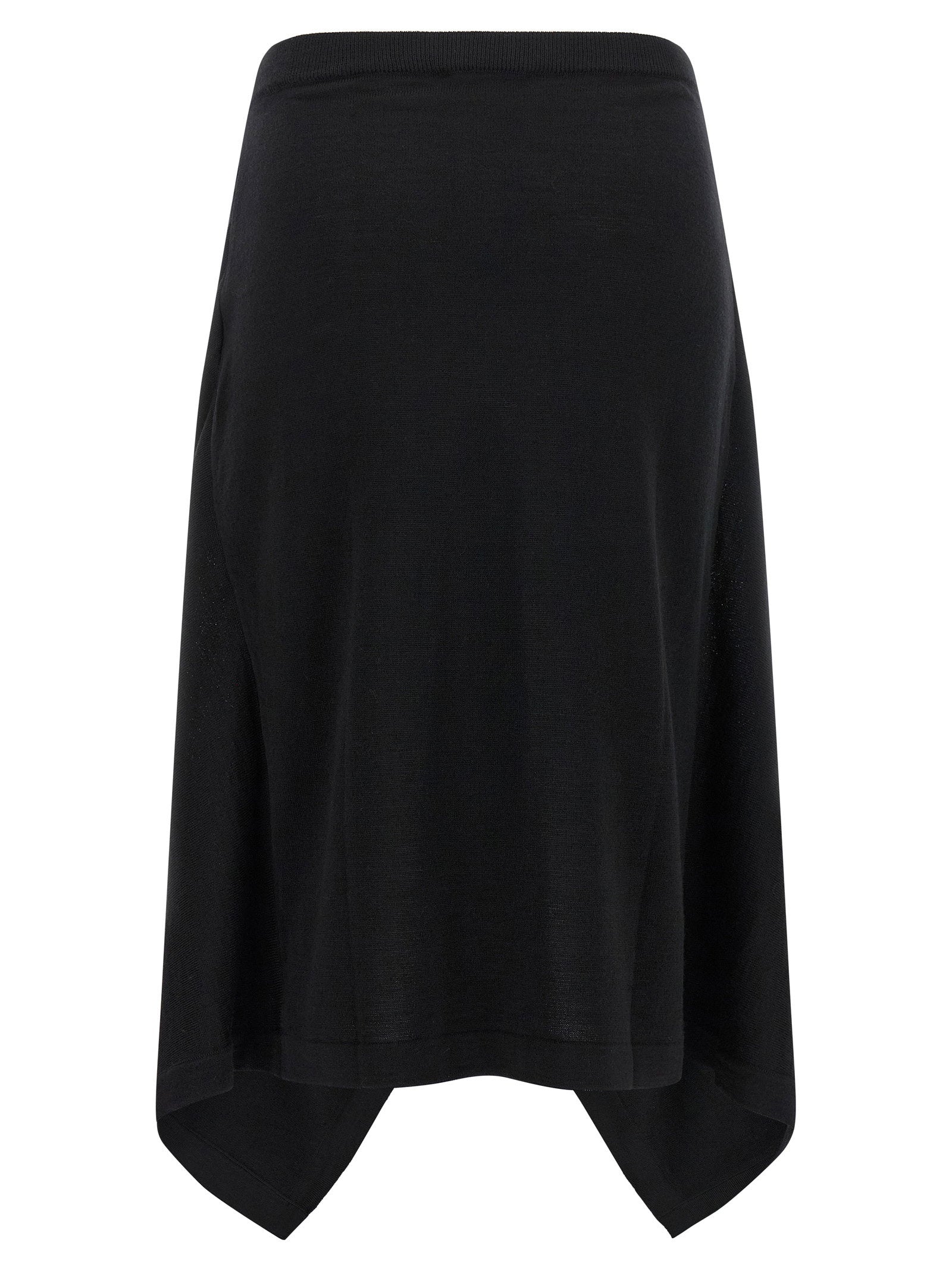 Lemaire Asymmetrical Draped Wool Skirt — Black, view 2