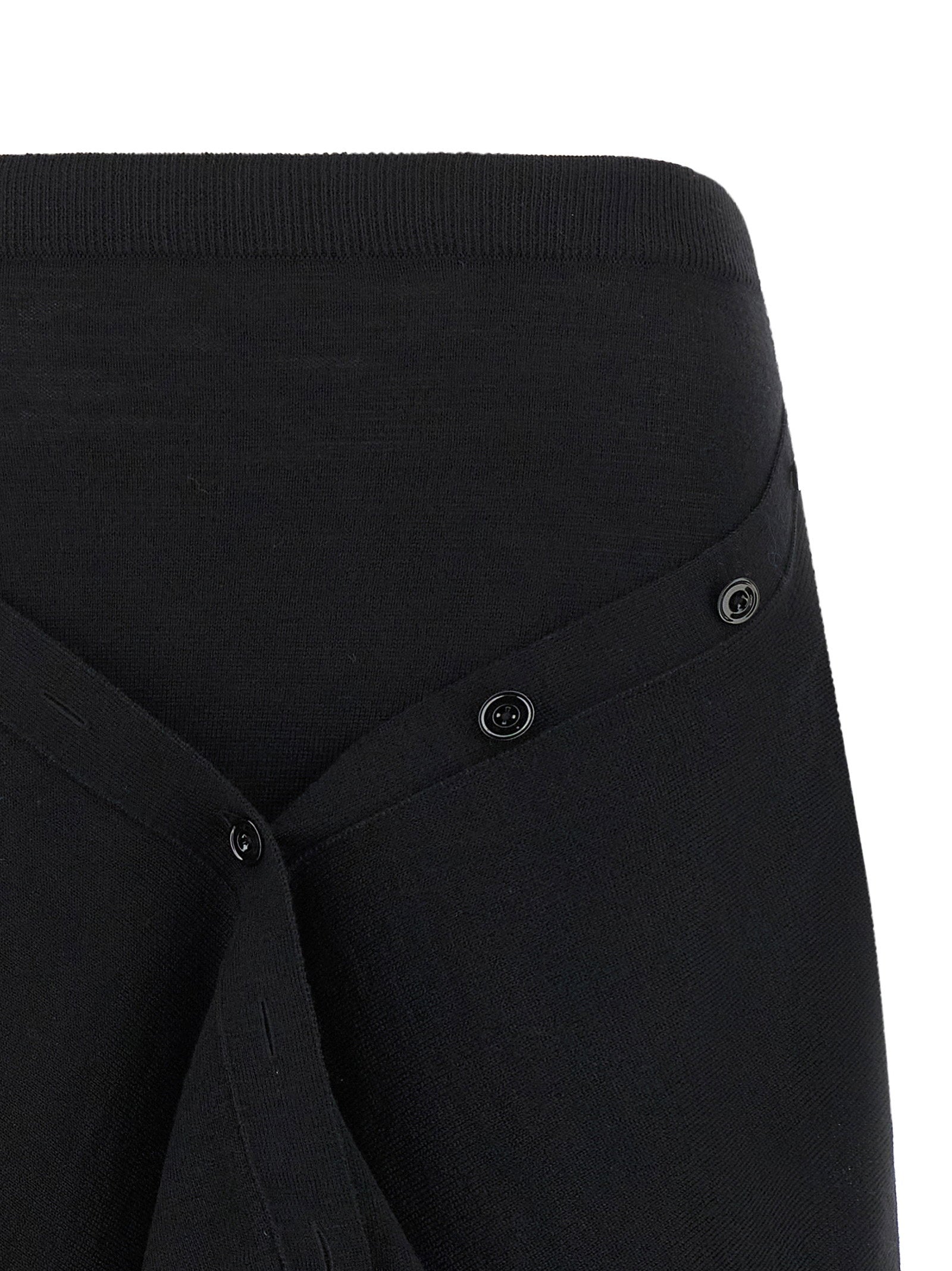 Lemaire Asymmetrical Draped Wool Skirt — Black, view 3