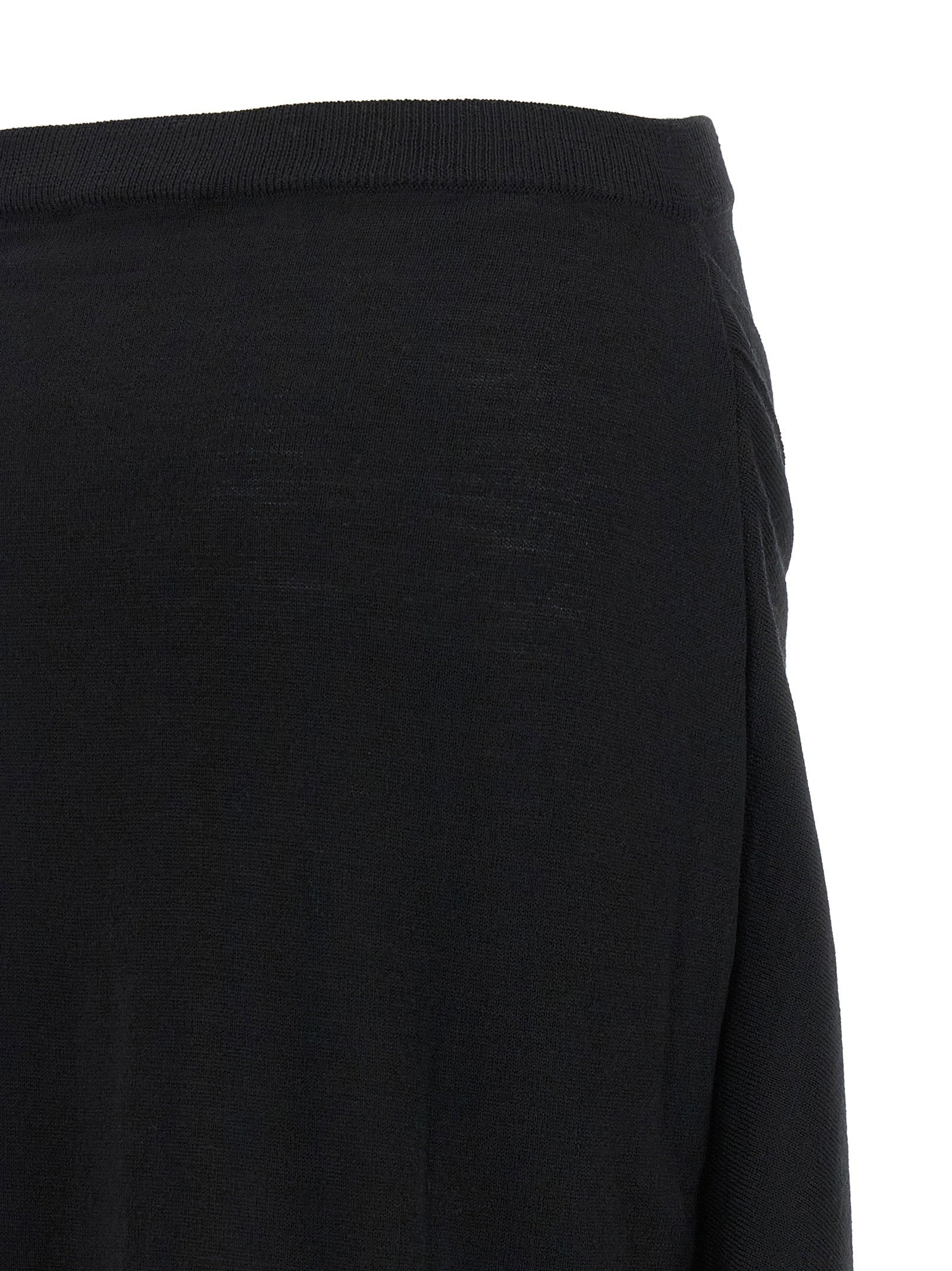 Lemaire Asymmetrical Draped Wool Skirt — Black, view 4