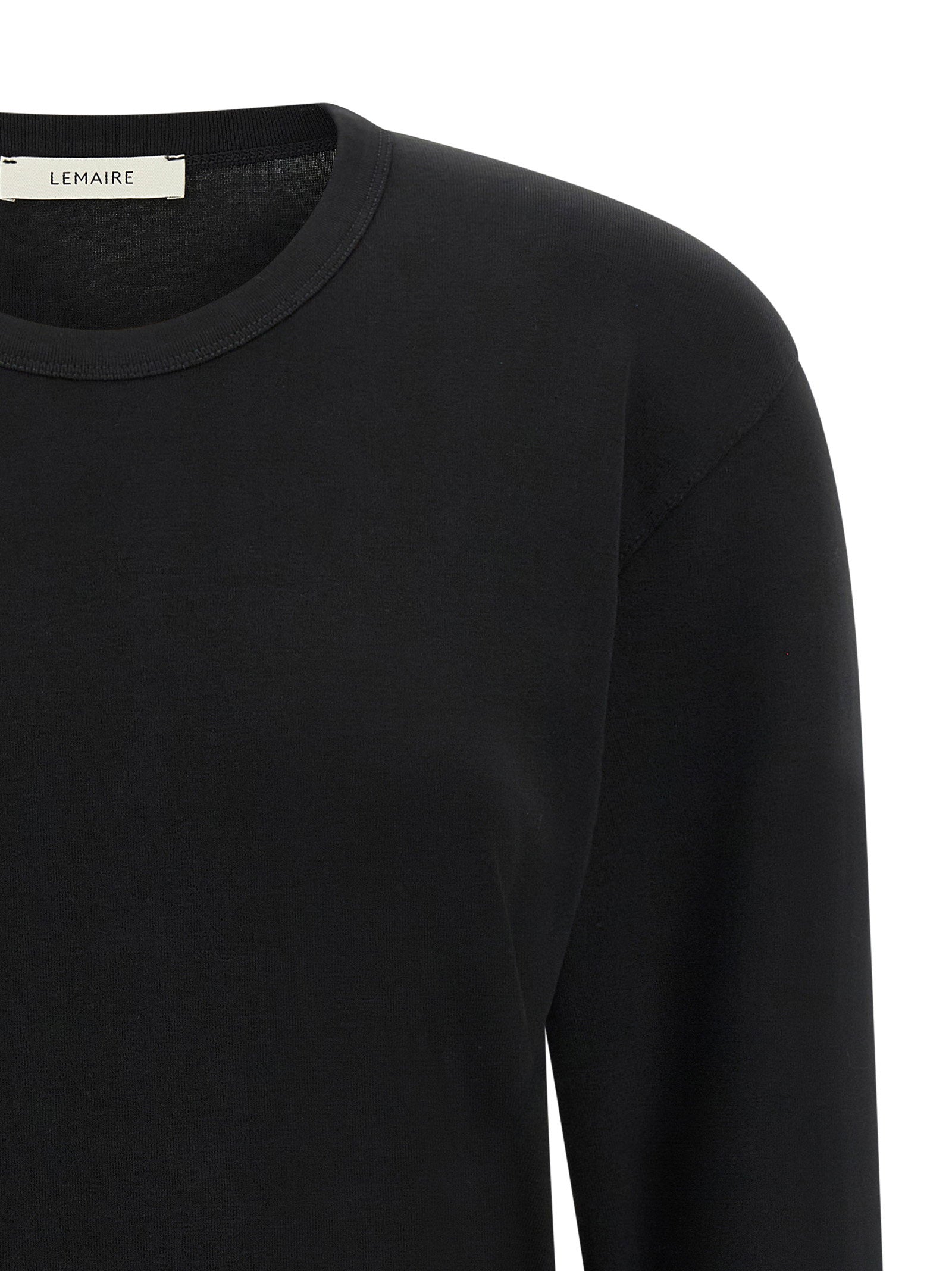 Lemaire Cotton Jersey Crewneck Sweater — Black, view 3