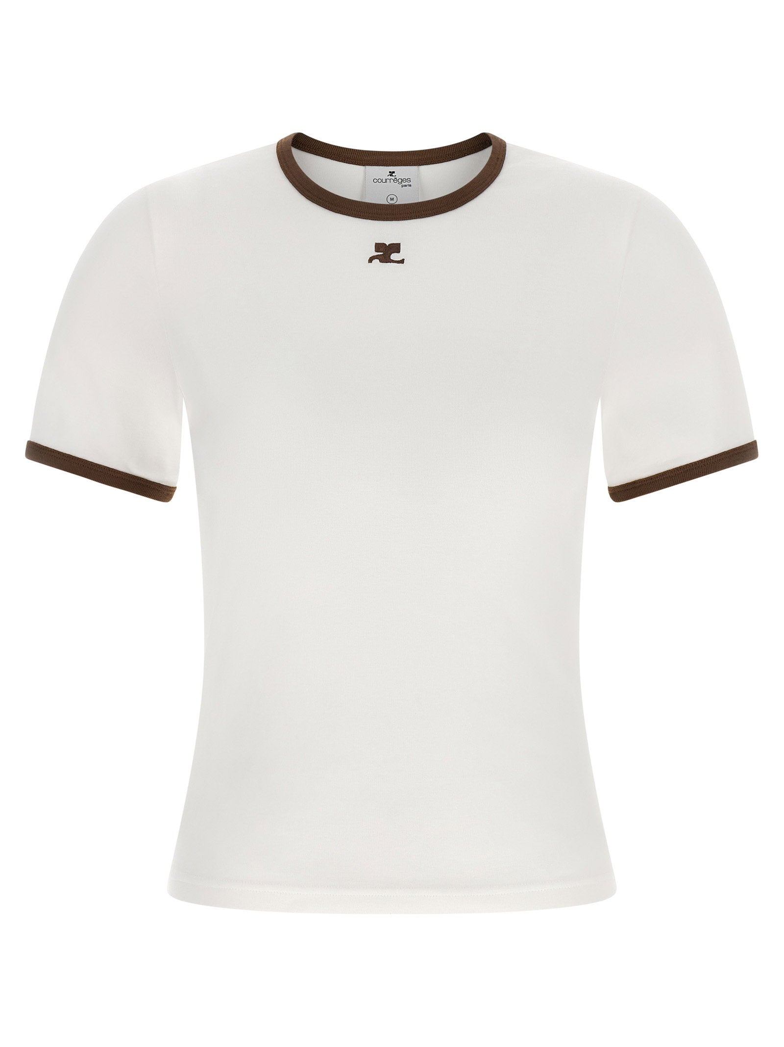Courreges Contrast-Trimmed Cotton Jersey T-Shirt — White by Courreges