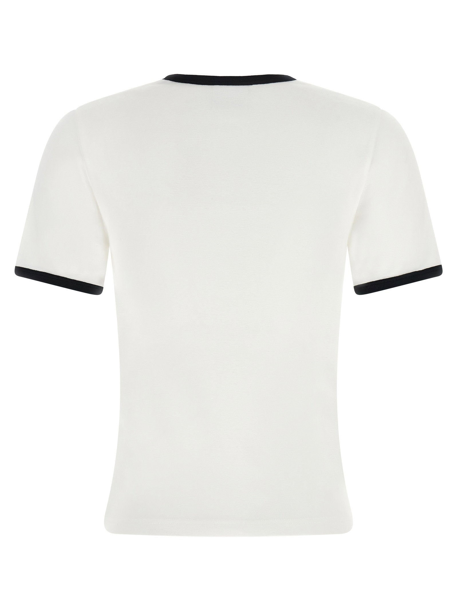 Courreges Logo-Embroidered Contrast-Trim T-shirt — White, view 2