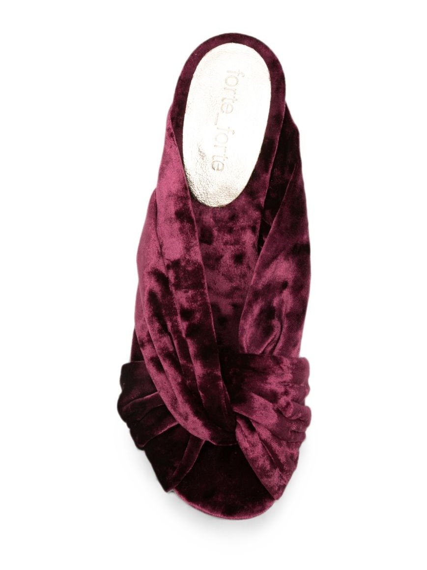 Forte Forte Velvet Twist Sandal Heel — Burgundy, view 2