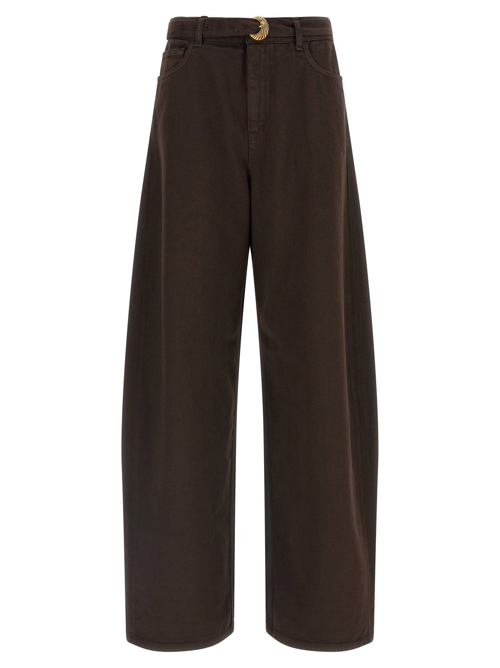 Twin Set Barrel-Fit High-Waist Jeans — Brown by Twin-Set