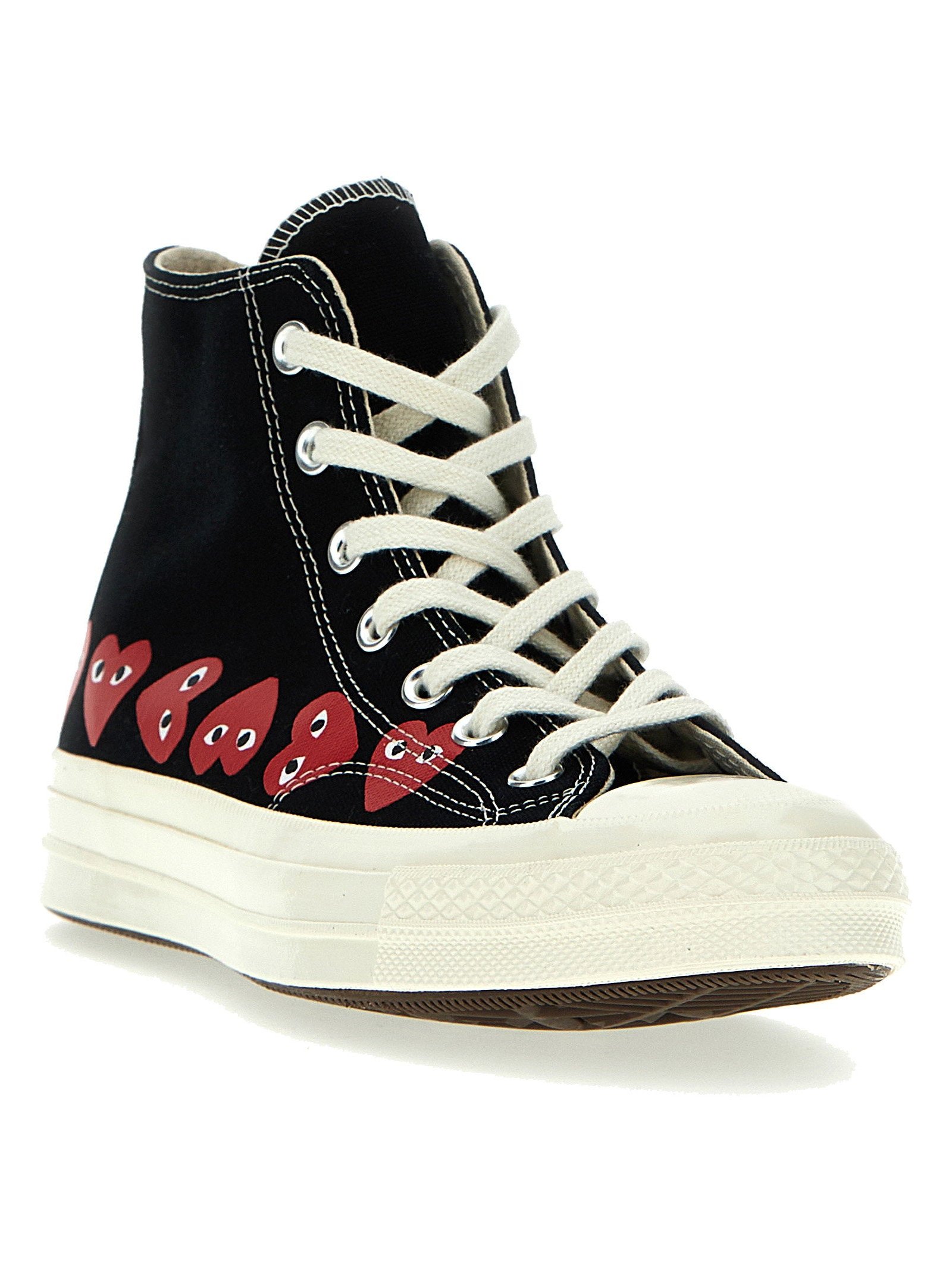 Comme Des Garçons Play Heart Print Canvas Sneaker — Black, view 2