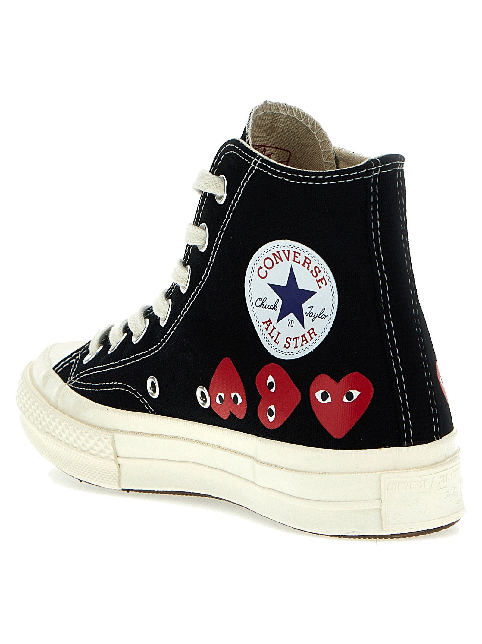 Comme Des Garçons Play Heart Print Canvas Sneaker — Black, view 3