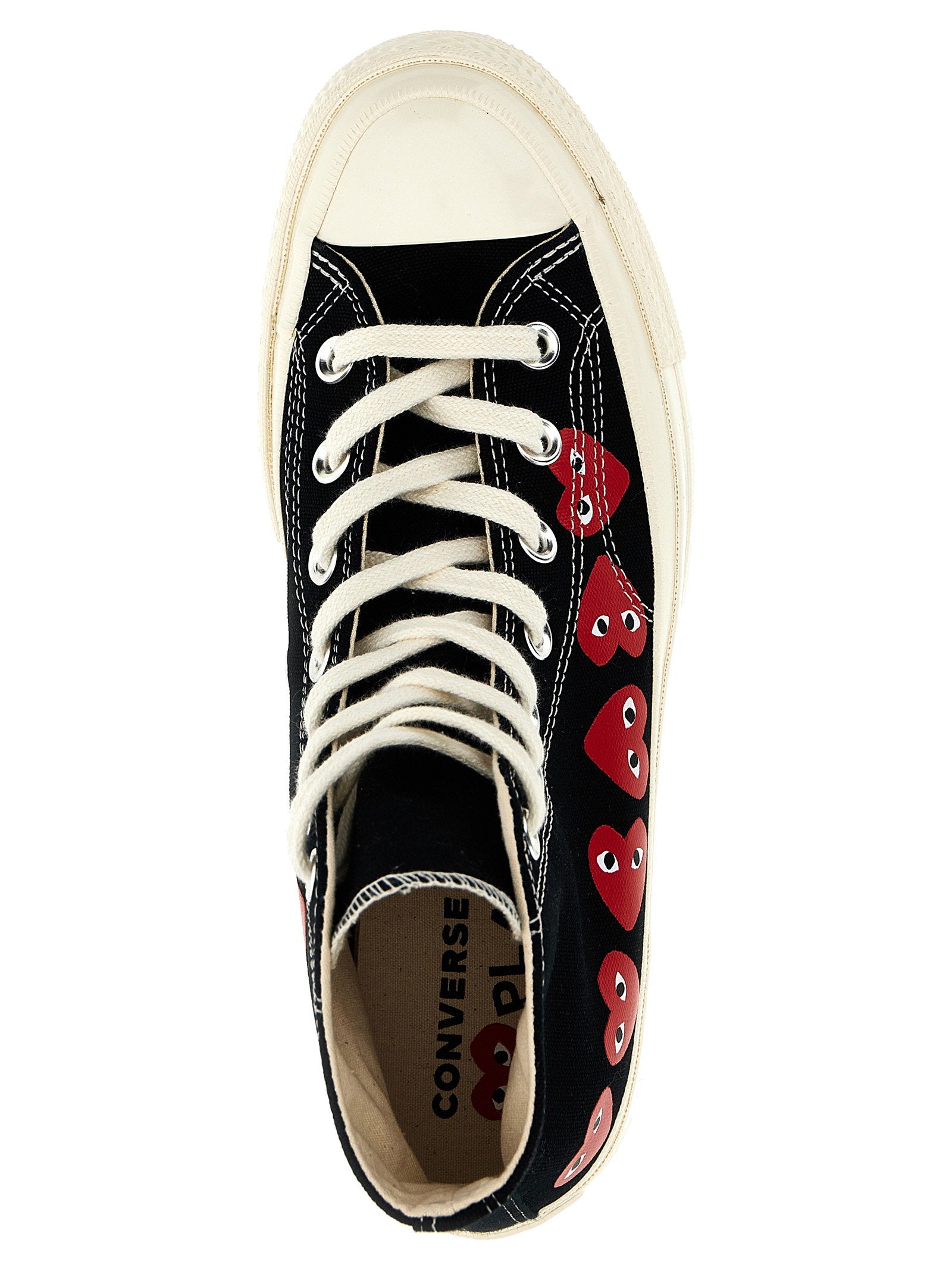 Comme Des Garçons Play Heart Print Canvas Sneaker — Black, view 4