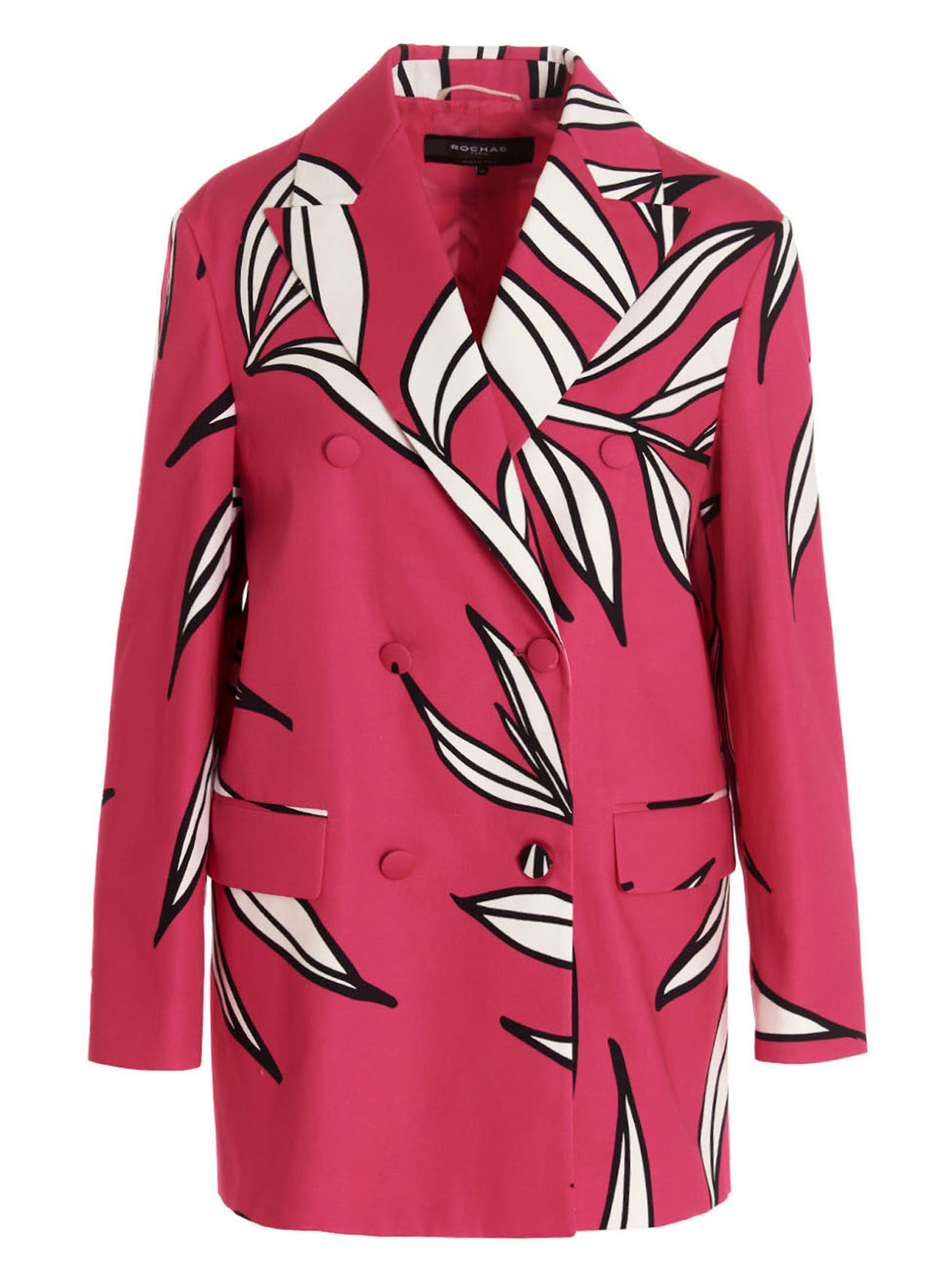 Rochas Floral-Print Cotton Blazer — Fuchsia by Rochas