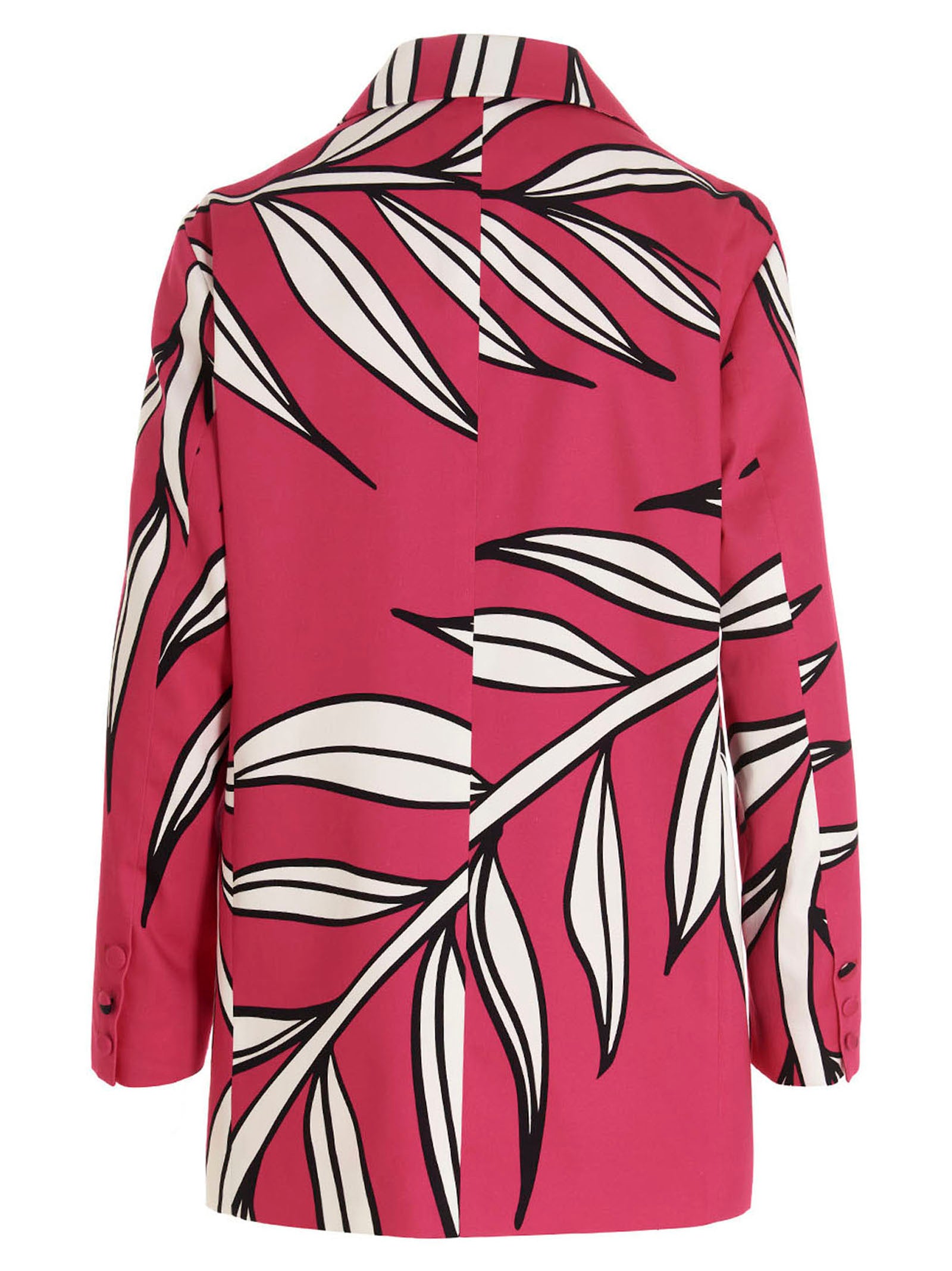 Rochas Floral-Print Cotton Blazer — Fuchsia, view 2