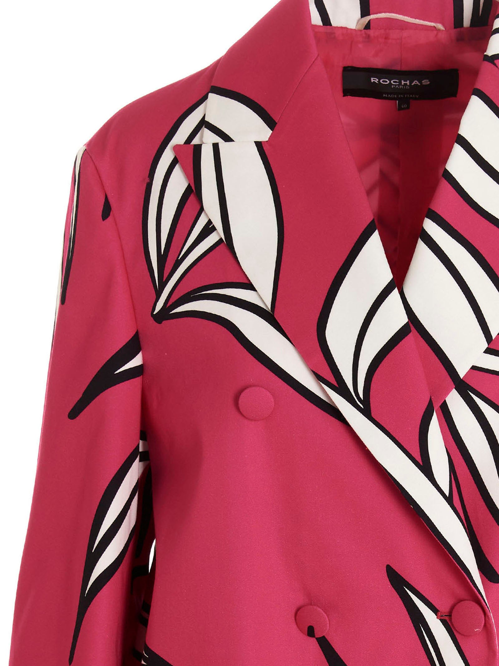 Rochas Floral-Print Cotton Blazer — Fuchsia, view 3