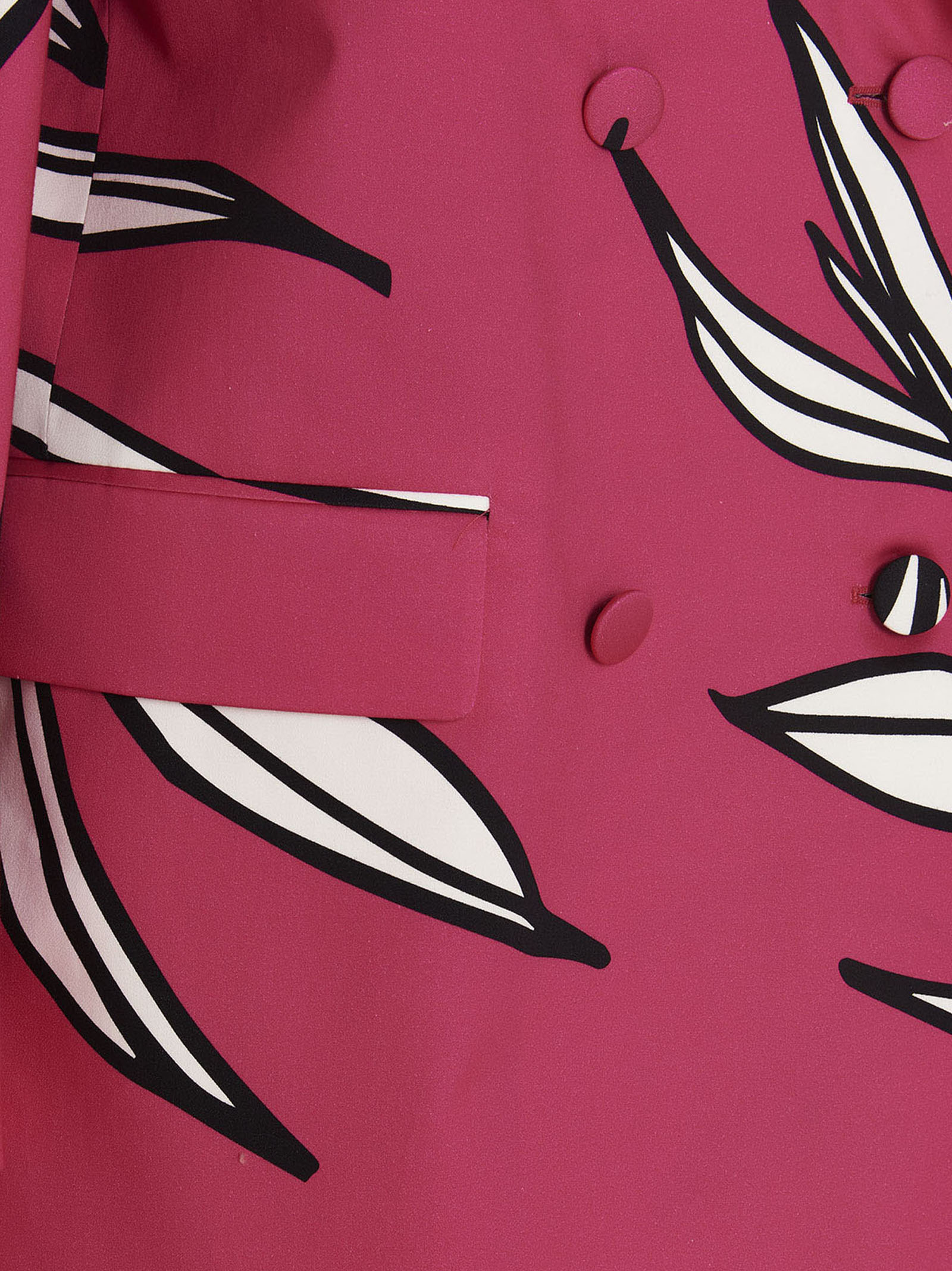Rochas Floral-Print Cotton Blazer — Fuchsia, view 4