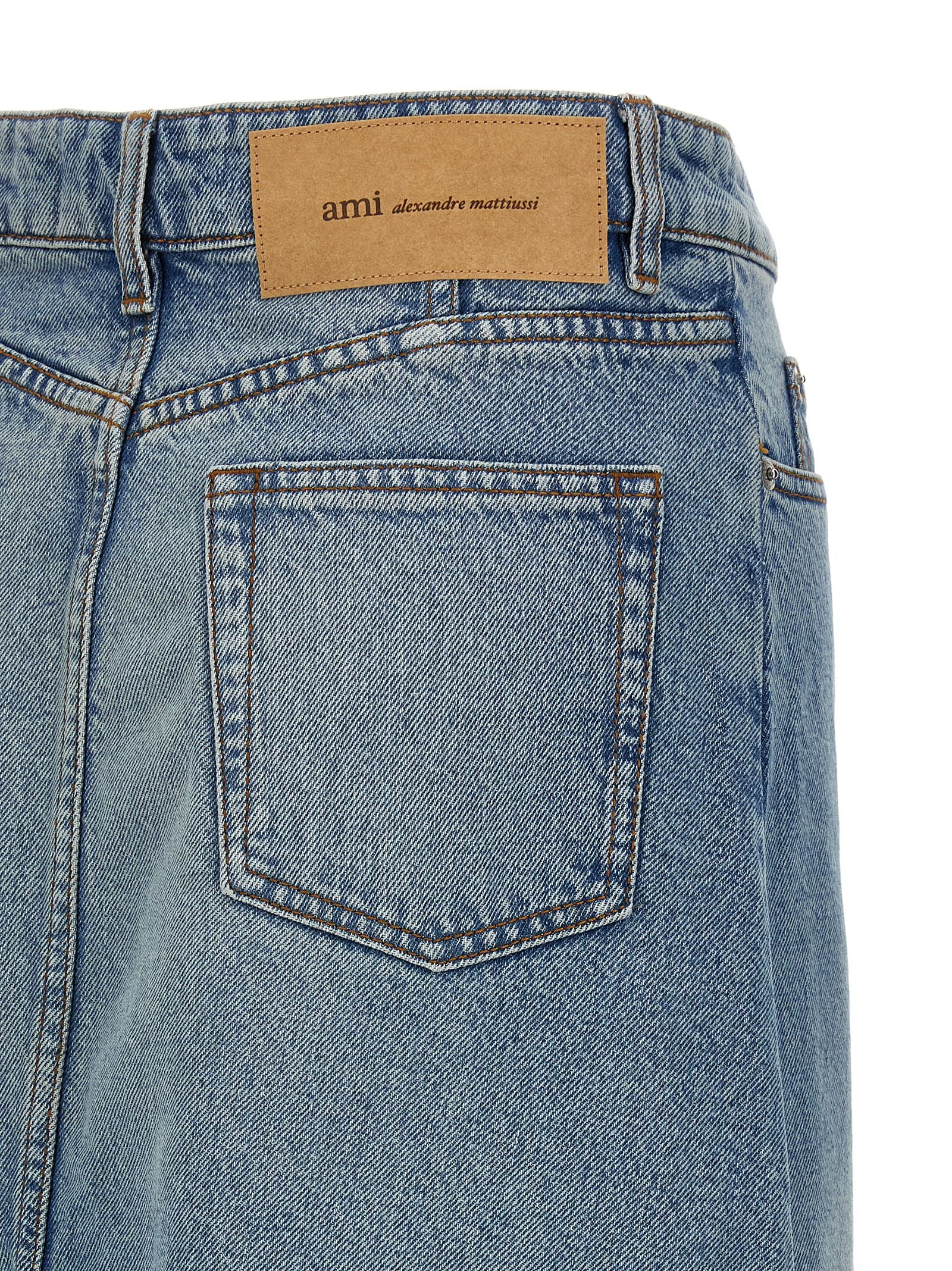 Ami Paris Trapeze Skirt — Blue, view 4