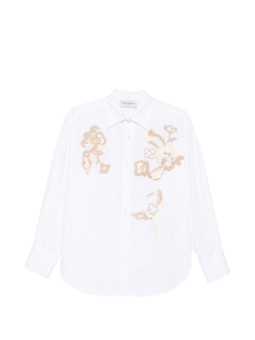 Ermanno Firenze Botanical Embroidered Shirt — White by Ermanno Firenze
