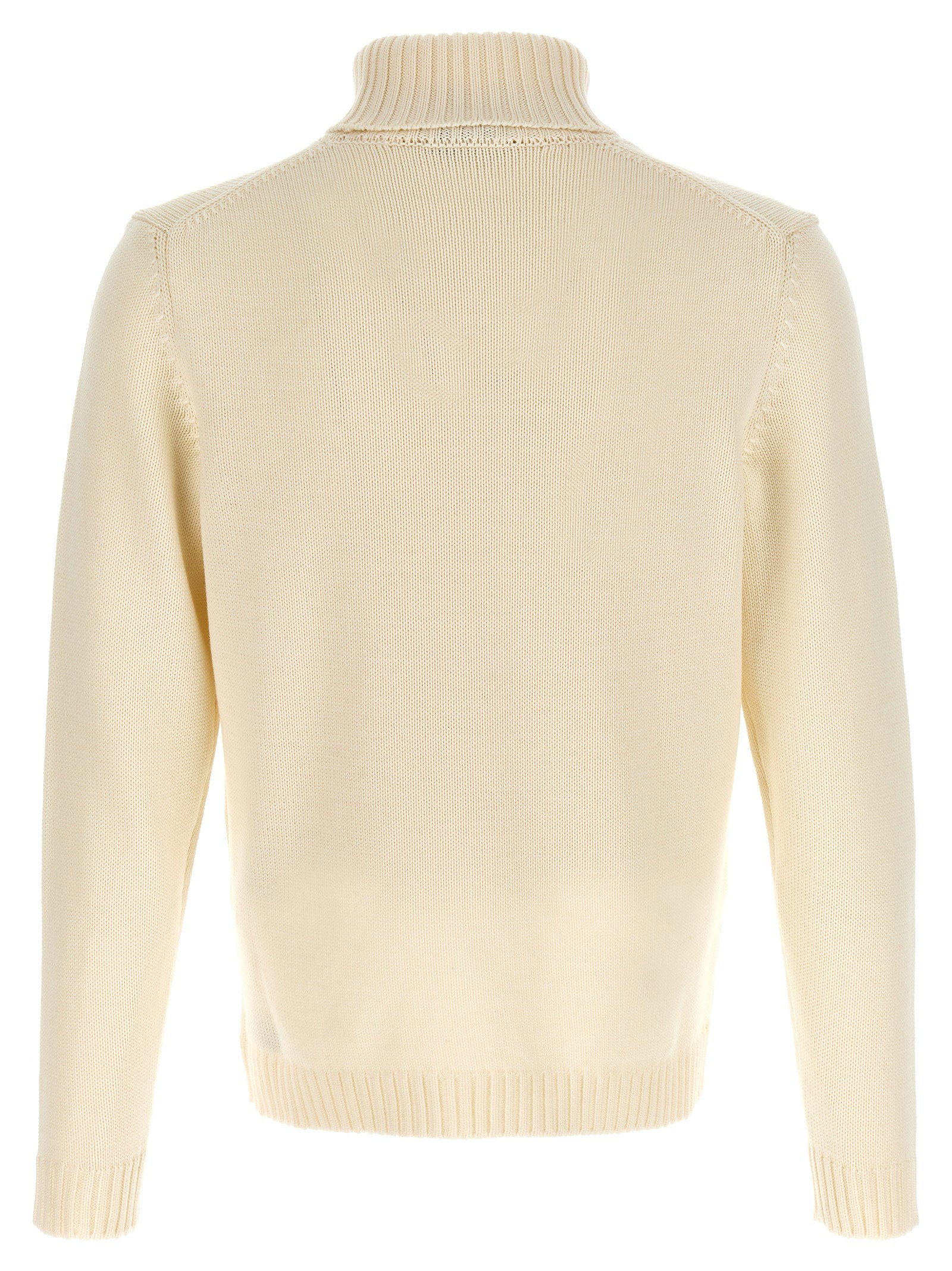 Zanone Wool Turtleneck Sweater — Cream, view 2