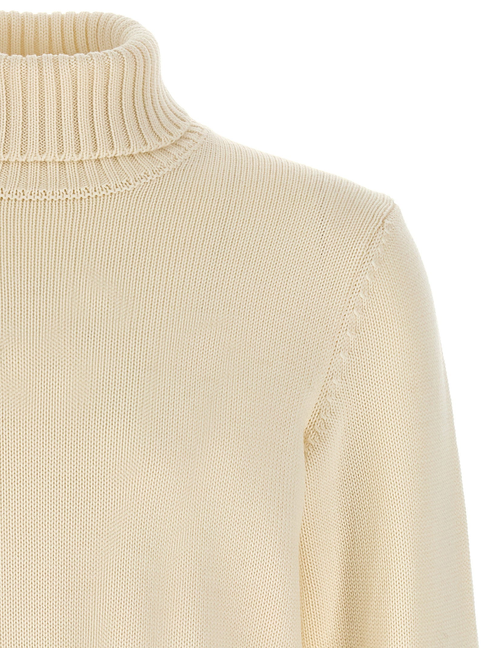 Zanone Wool Turtleneck Sweater — Cream, view 3