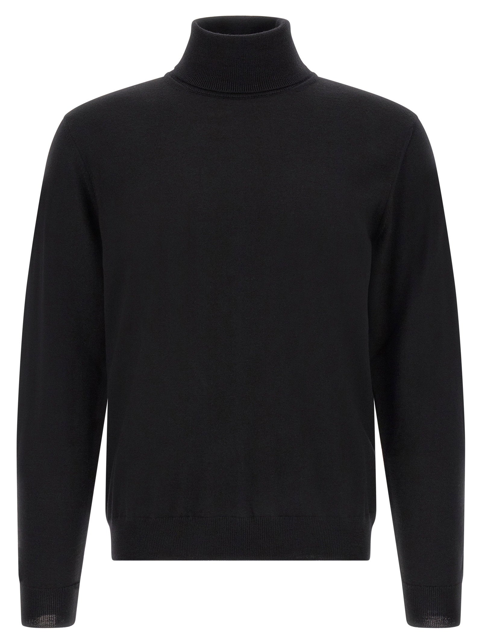Zanone Virgin Wool Turtleneck Sweater — Black by Zanone