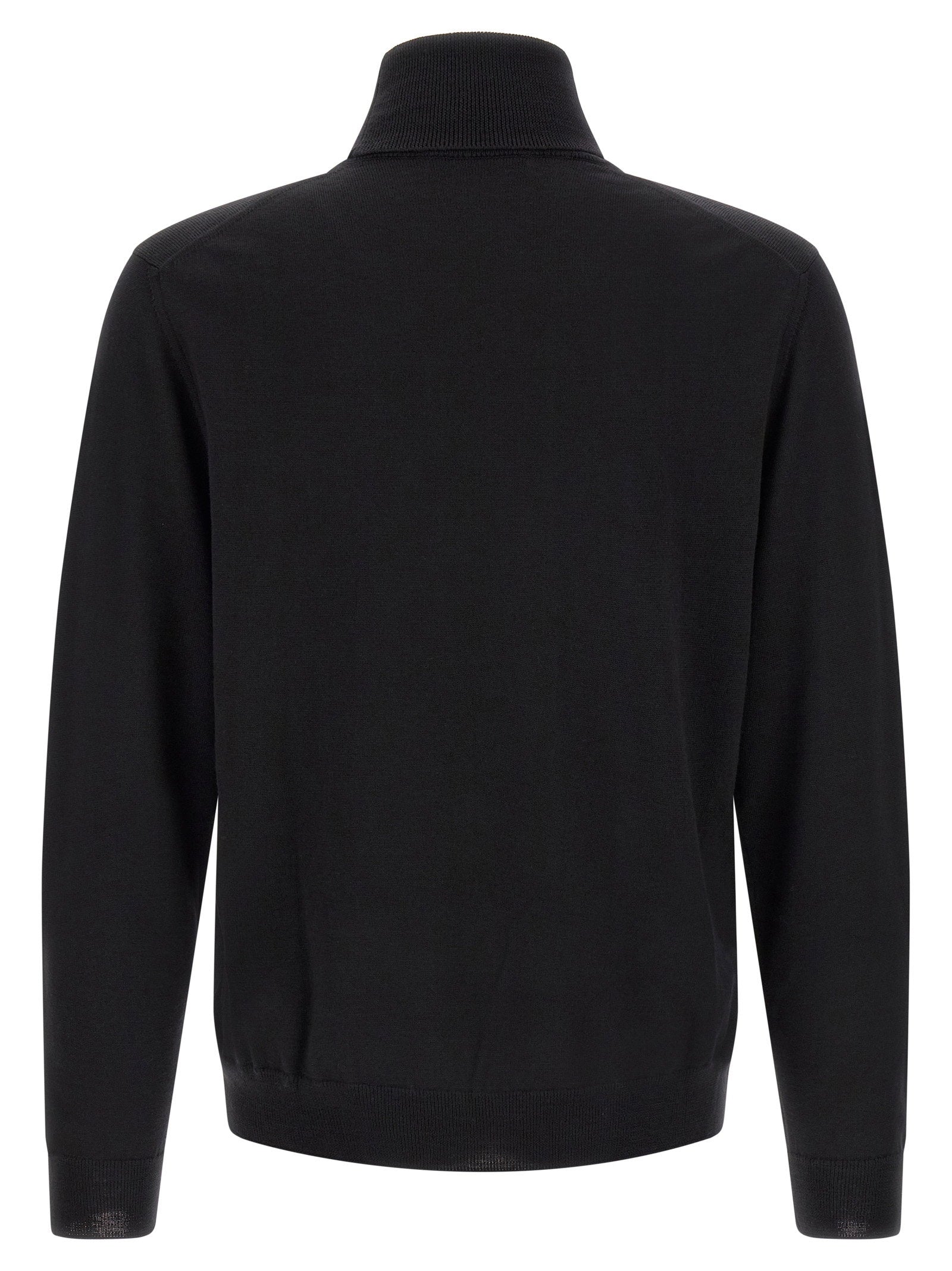 Zanone Virgin Wool Turtleneck Sweater — Black, view 2