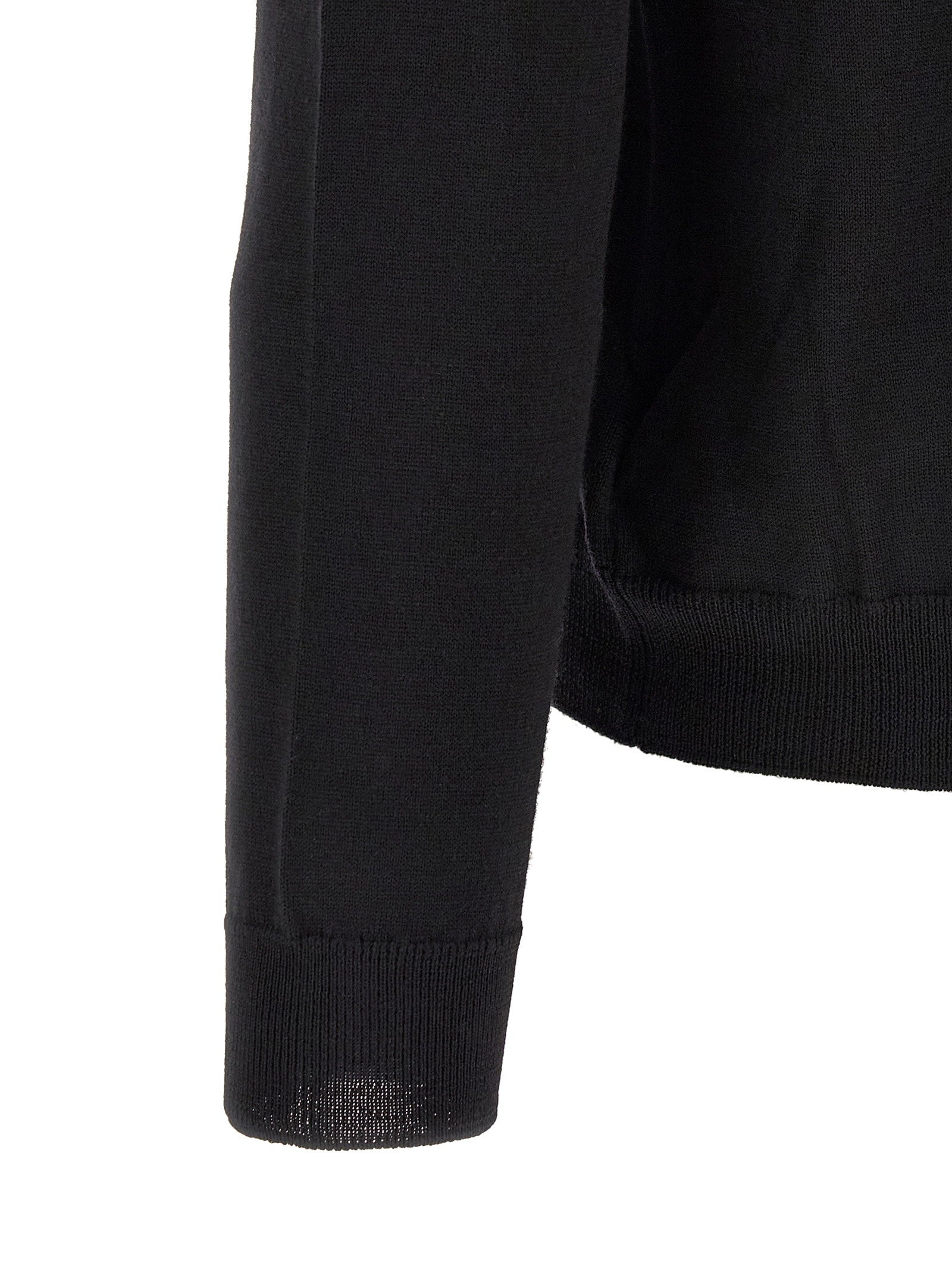 Zanone Virgin Wool Turtleneck Sweater — Black, view 4
