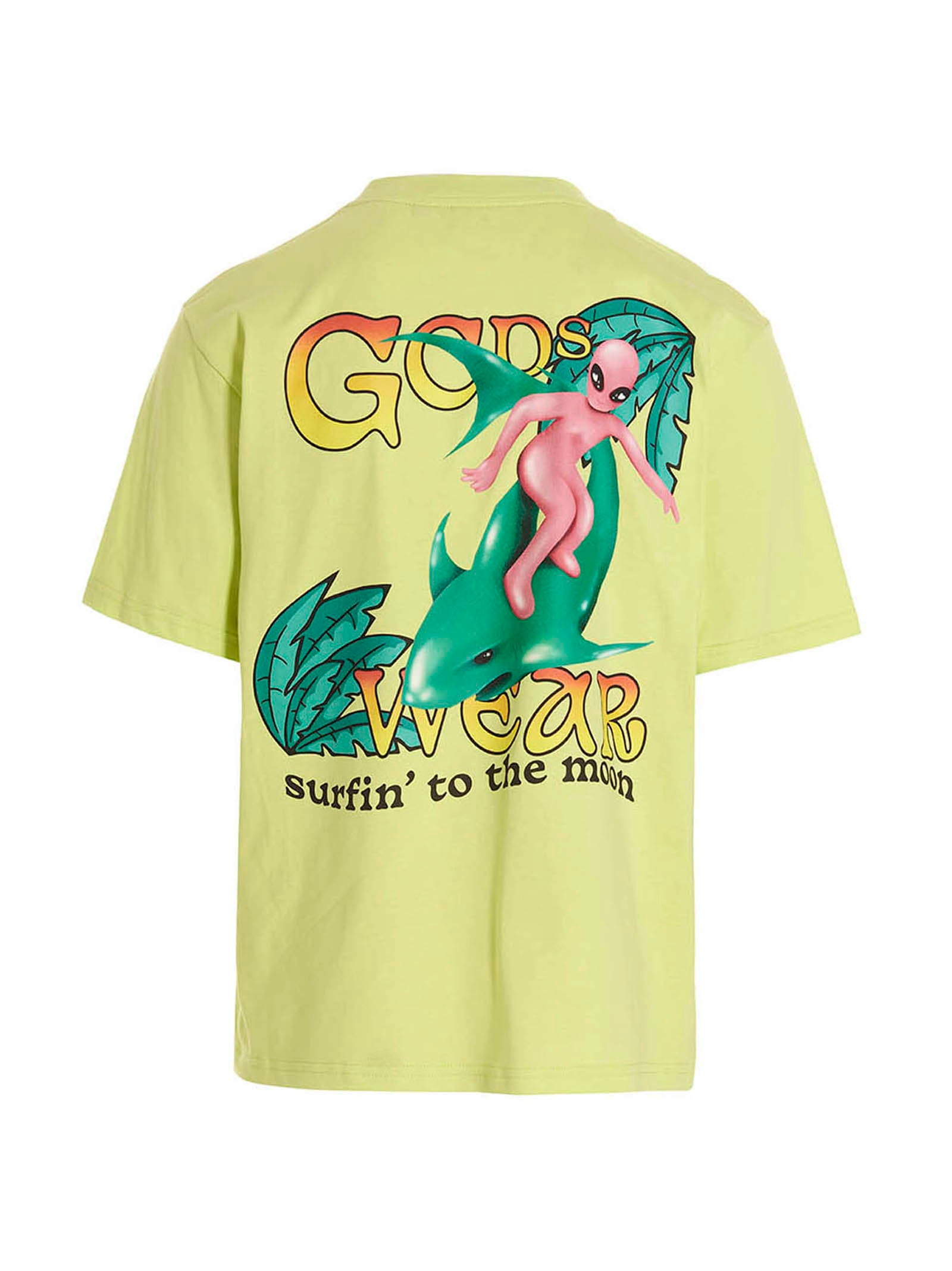 Gcds Logo-Embroidered Cotton T-Shirt — Lime, view 2