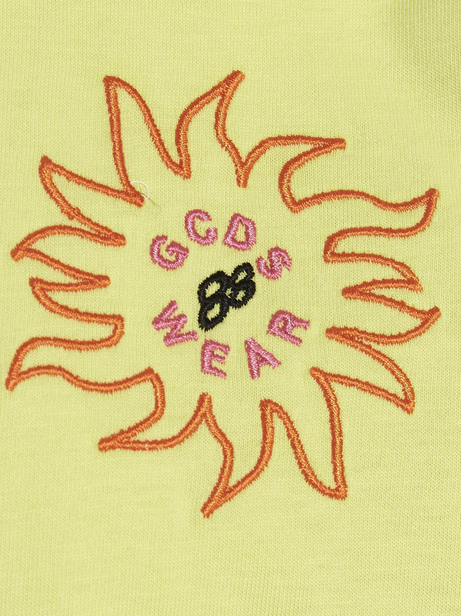 Gcds Logo-Embroidered Cotton T-Shirt — Lime, view 4