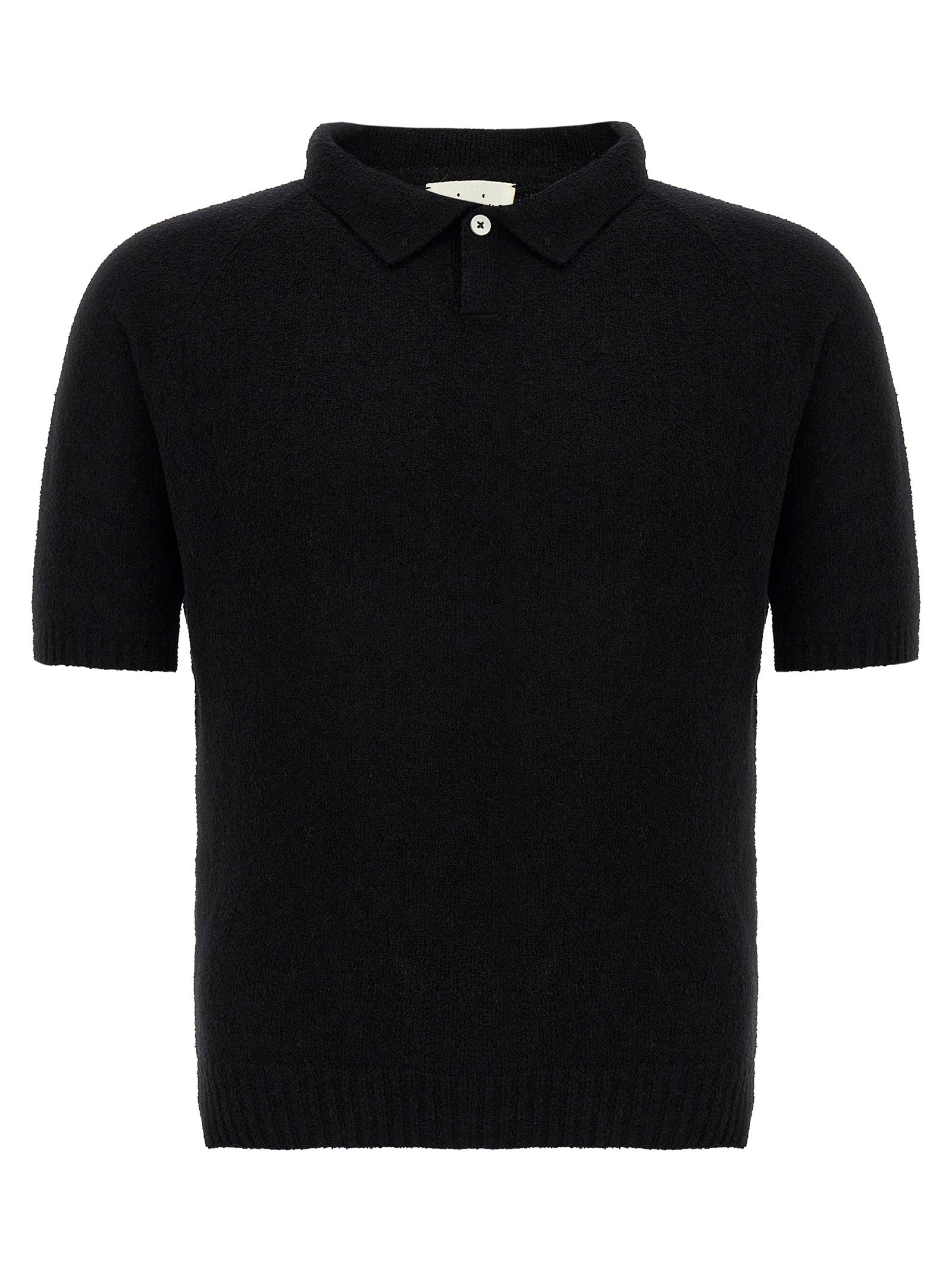 Ma'ry'ya Bouclé Cotton Polo Shirt — Black by Ma'ry'ya