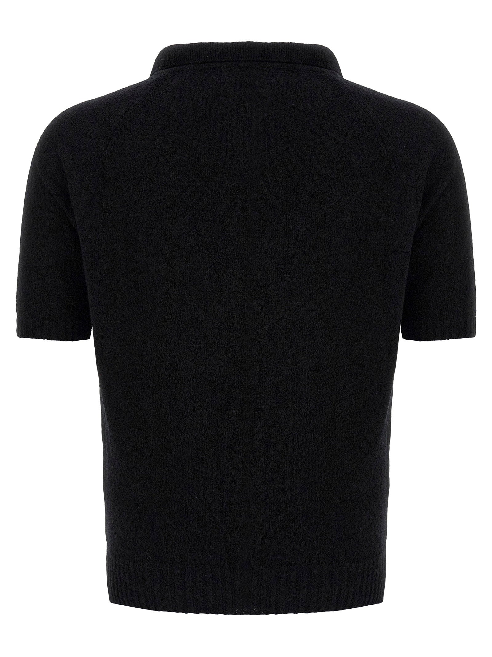 Ma'ry'ya Bouclé Cotton Polo Shirt — Black, view 2