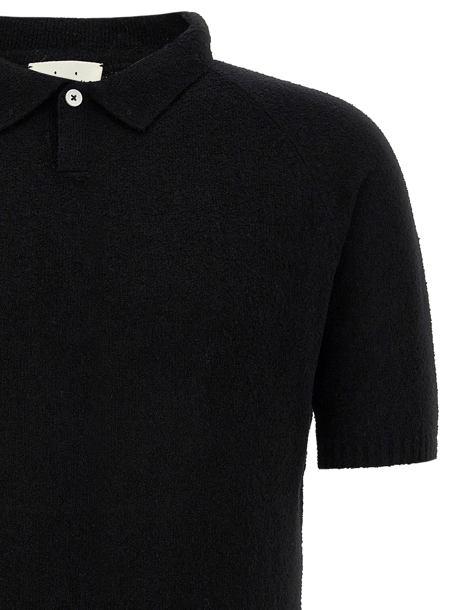 Ma'ry'ya Bouclé Cotton Polo Shirt — Black, view 3