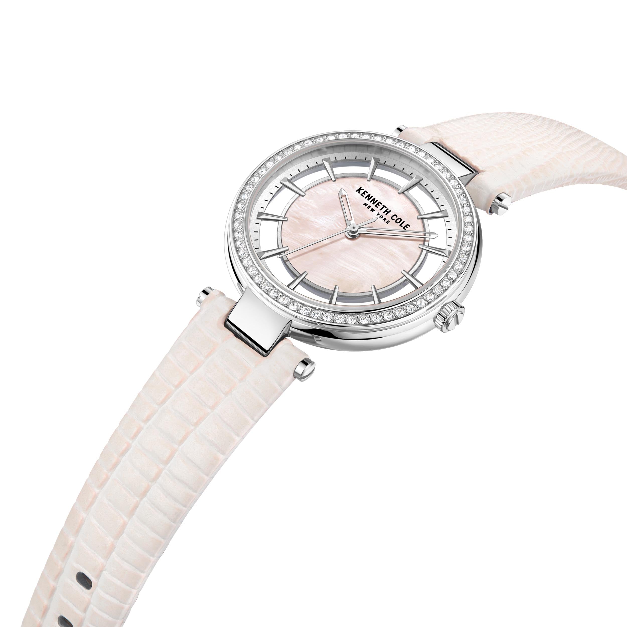 Preloved - Kenneth Cole Crystal-Embellished Quartz Watch — White, view 3