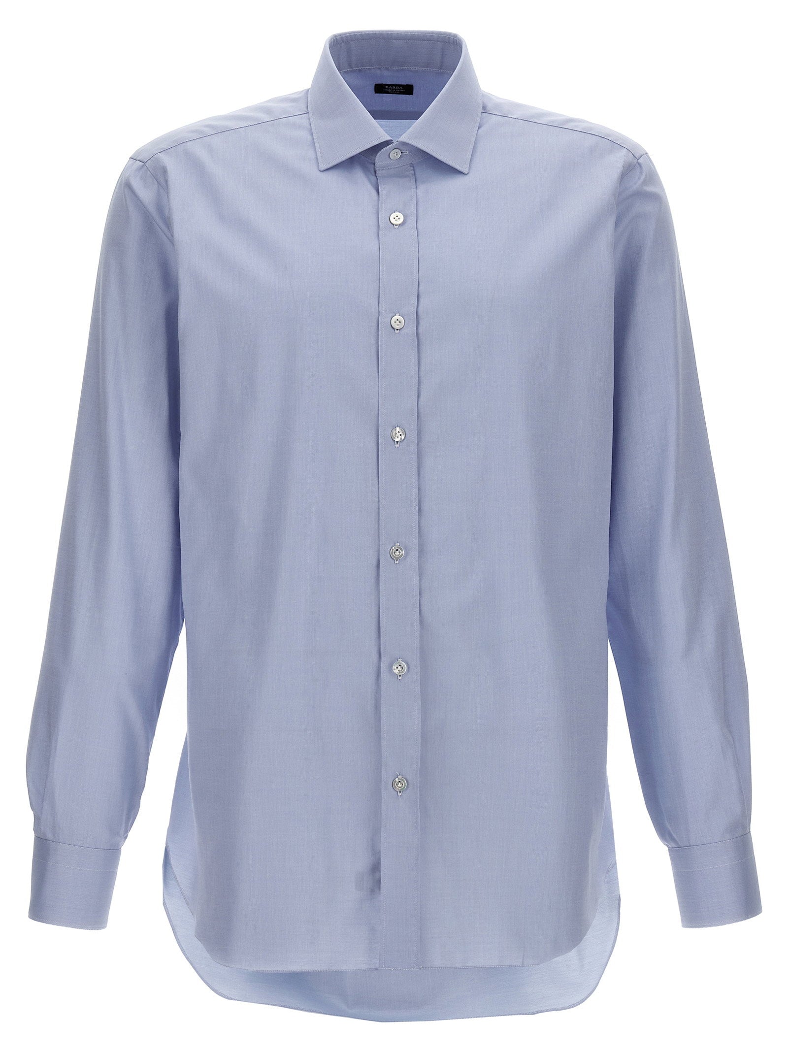 Barba Stretch Cotton Poplin Shirt — Periwinkle by Barba