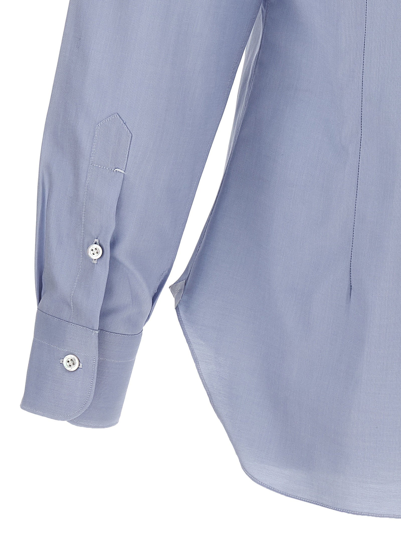Barba Stretch Cotton Poplin Shirt — Periwinkle, view 4