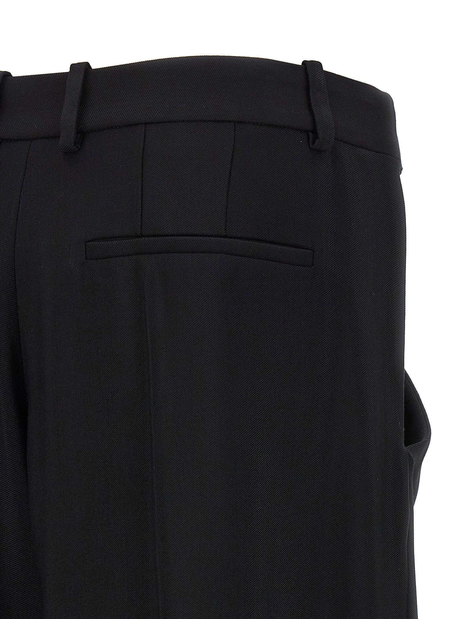 Mugler Cut-Out Wool Blend Trousers — Black, view 4